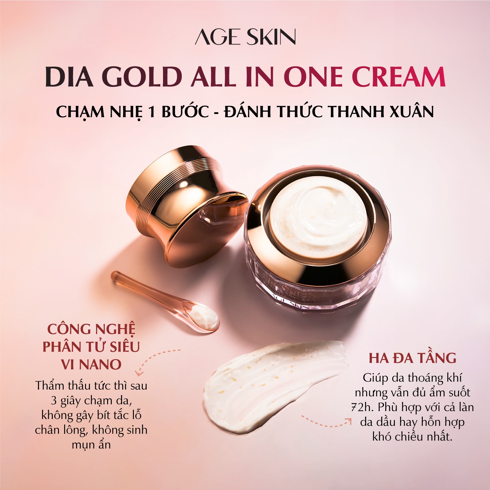 Ome - DIA GOLD ALL IN ONE CREAM – CHẠM NHẸ 1 BƯỚC, ĐÁNH THỨC LÀN 