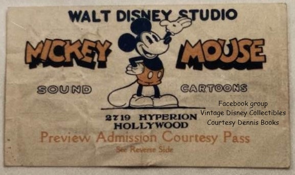 Rare 1930s Disney Courtesy Pass for Mickey Mouse Cartoon