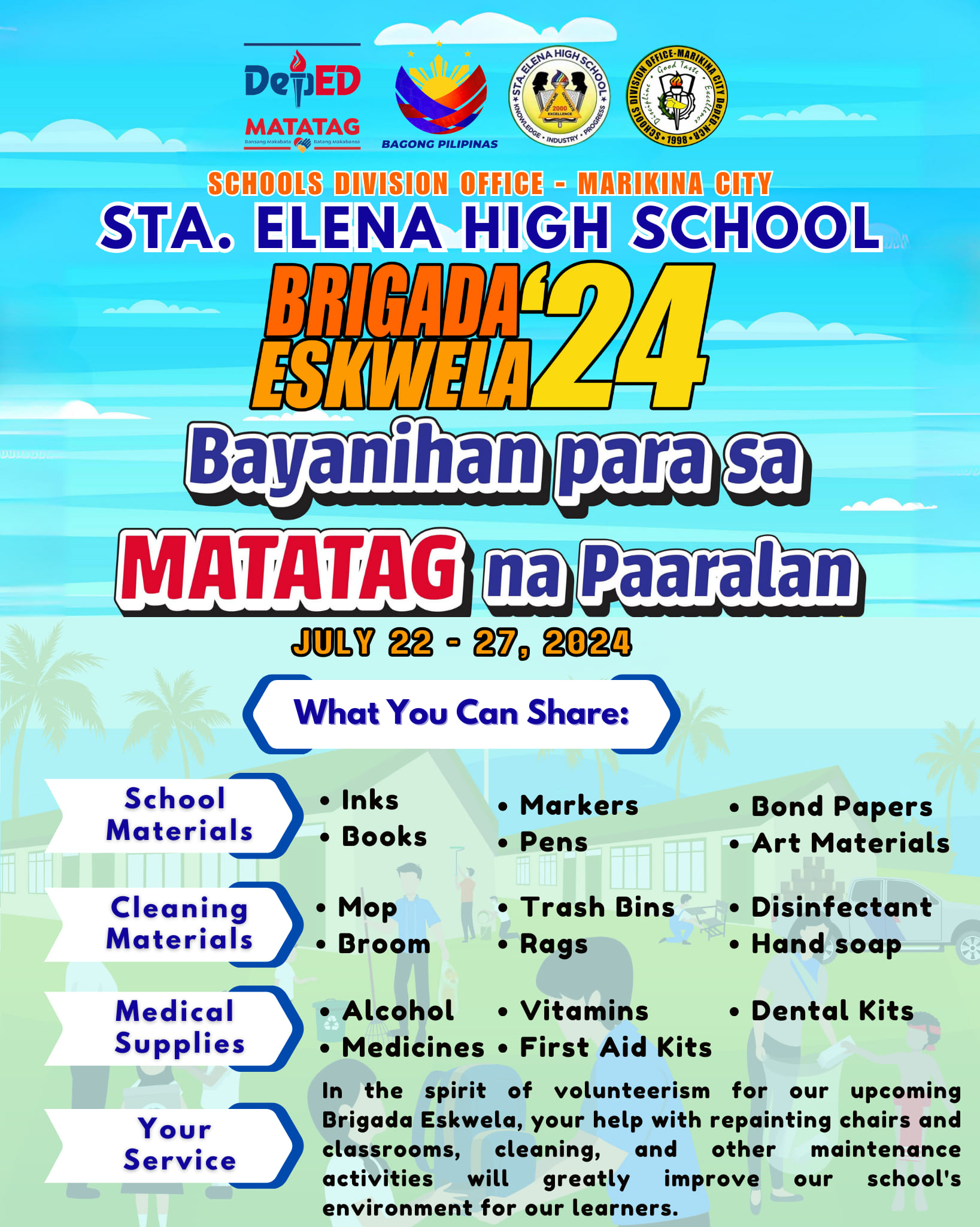 SEHS Brigada Eskwela - Makiisa. Makibahagi. Maki-Brigada Eskwela na ...