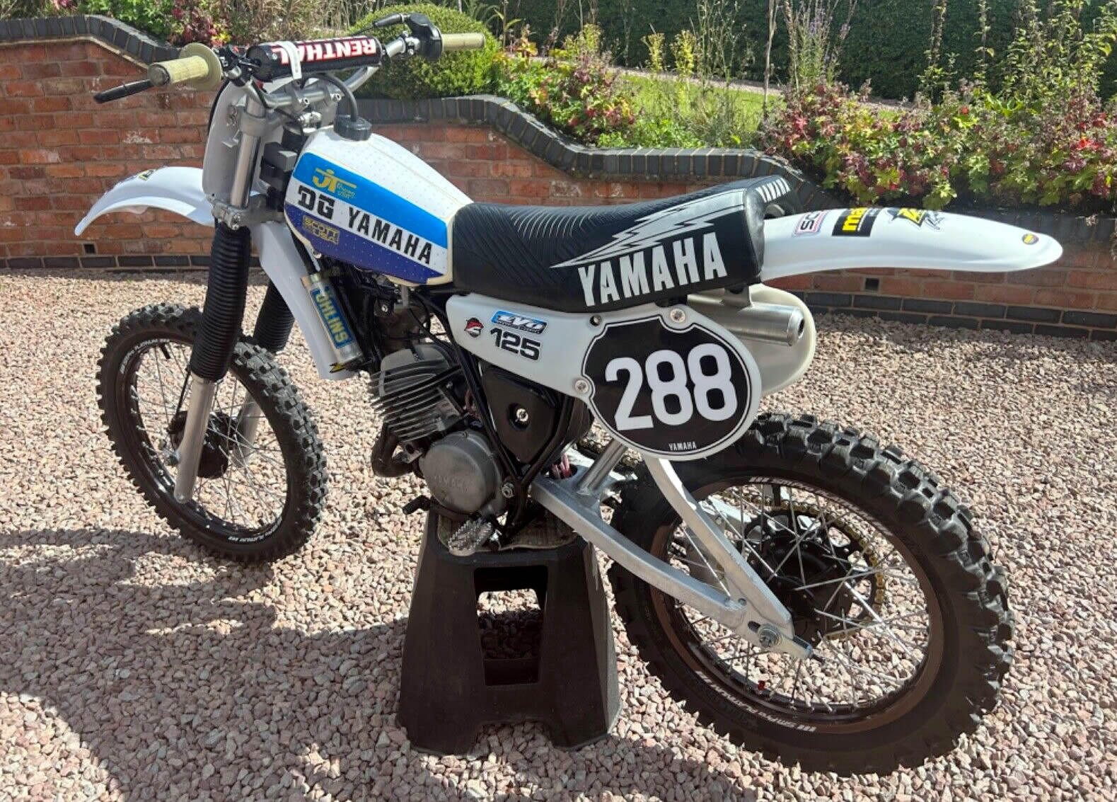 What are the stickers on this vintage Yamaha DG motorcycle?