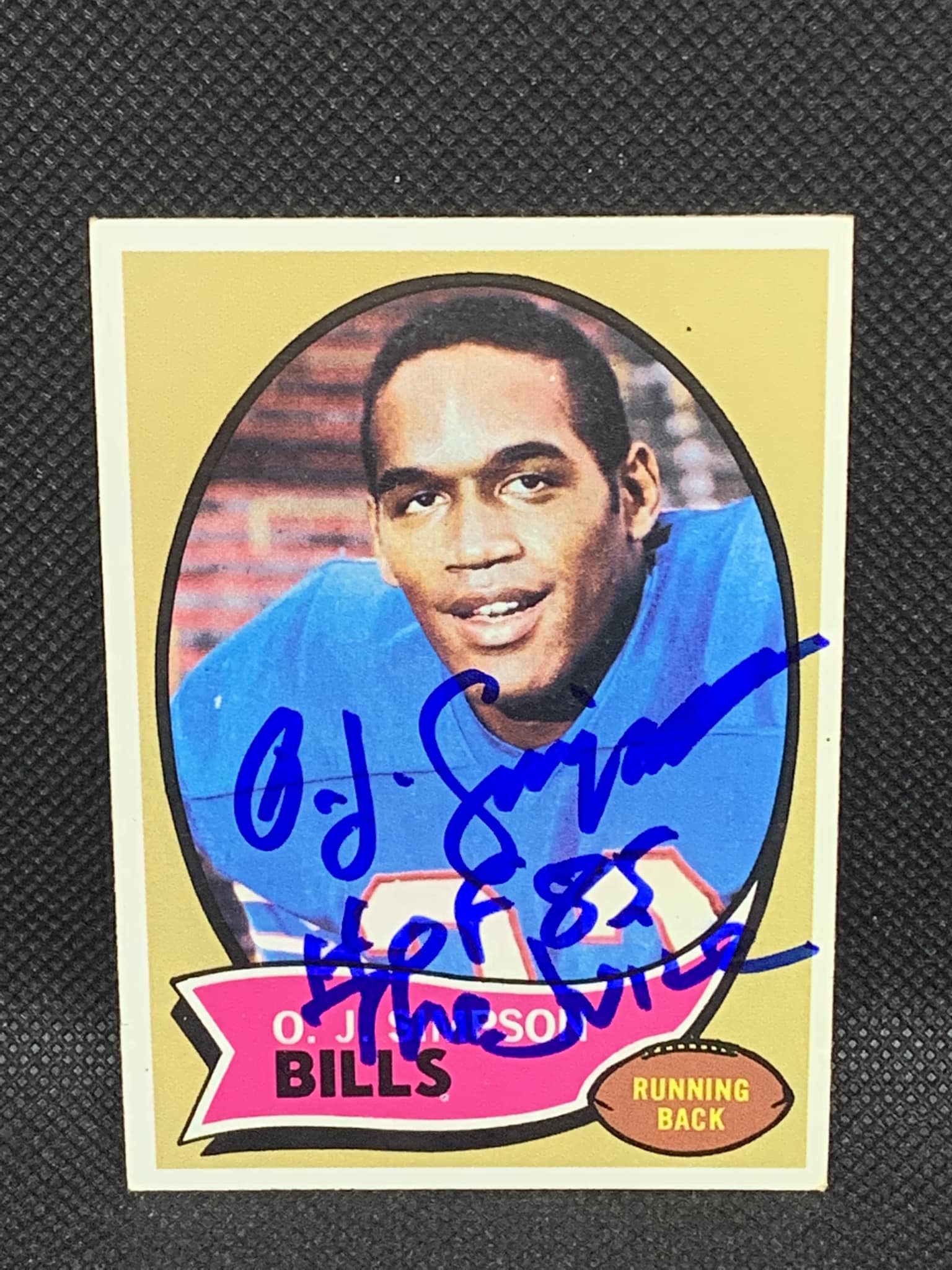1970 Topps OJ Simpson rookie card with inscriptions