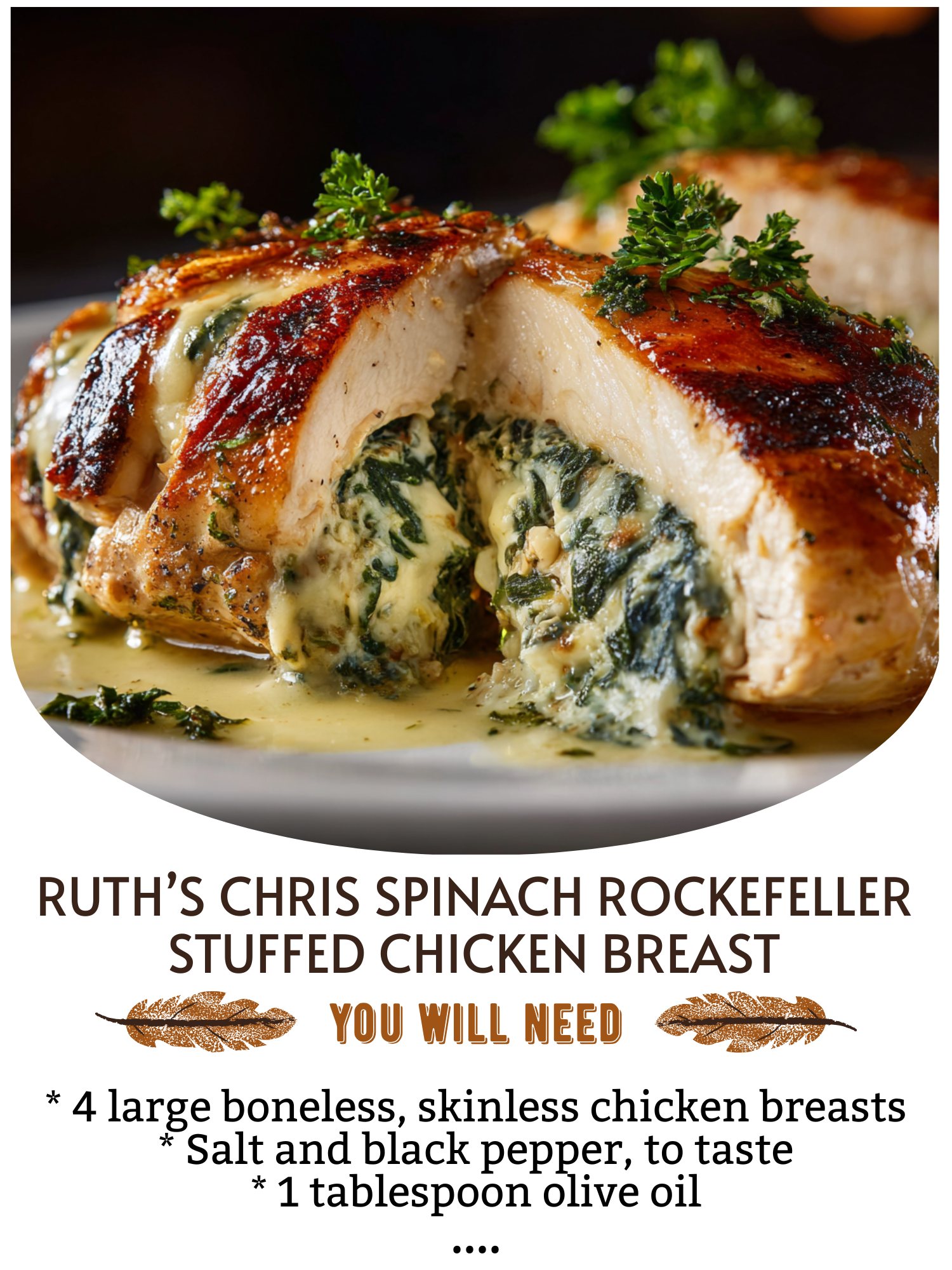 Simple - 🍗🥬🧀 Ruth’s Chris Spinach Rockefeller Stuffed Chicken Breast 🧀🥬 ...