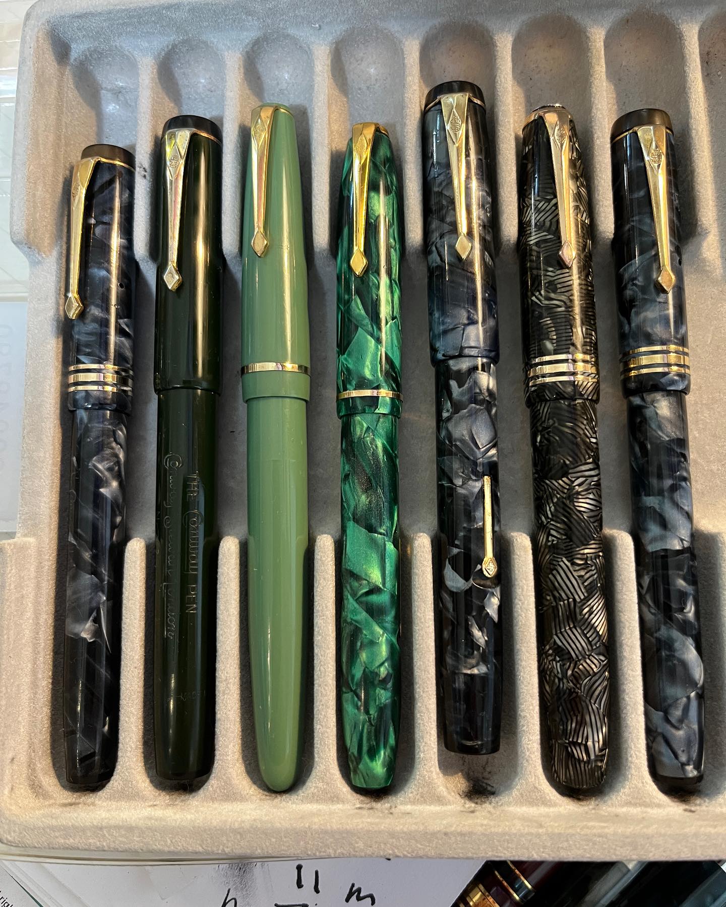 筆記具 CONWAY No.15 Marbled Greeen Black Lever 筆記具 CONWAY No.15