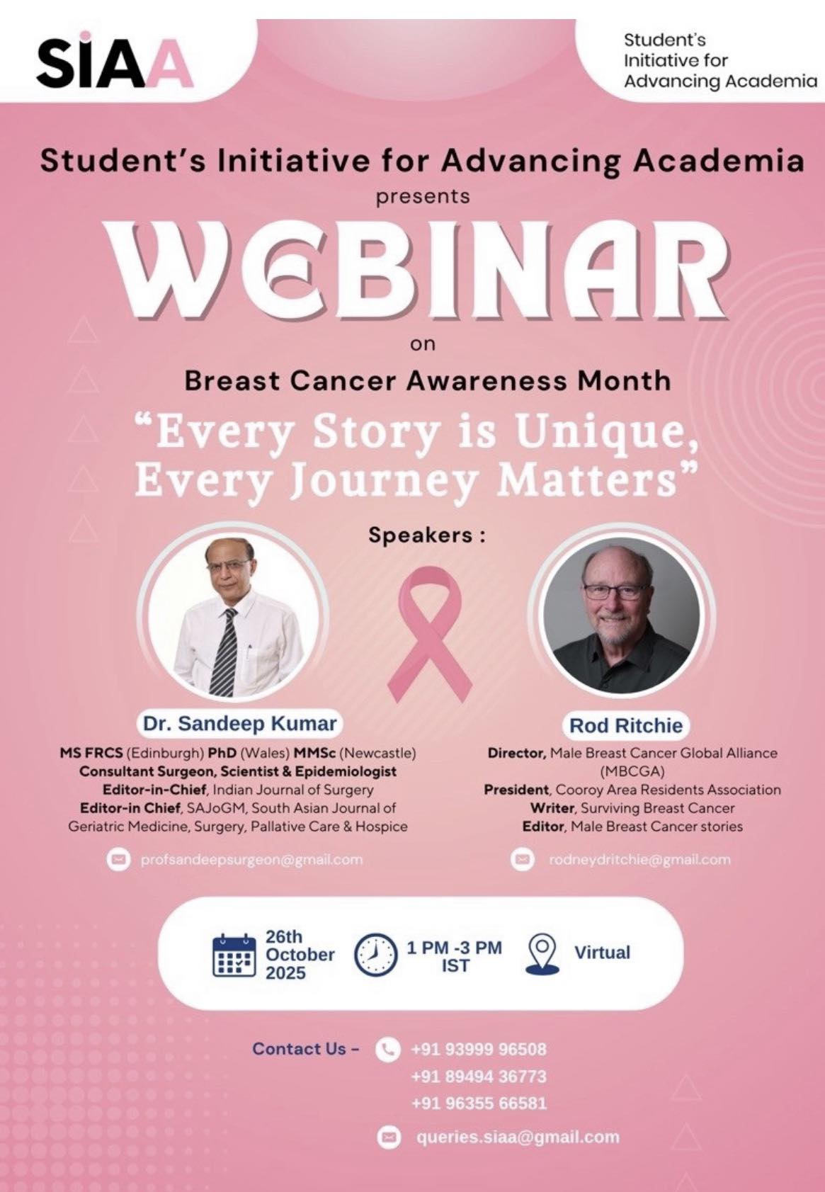 Male Breast Cancer | Please tune in October 26th at 1:00pm IST when our ...
