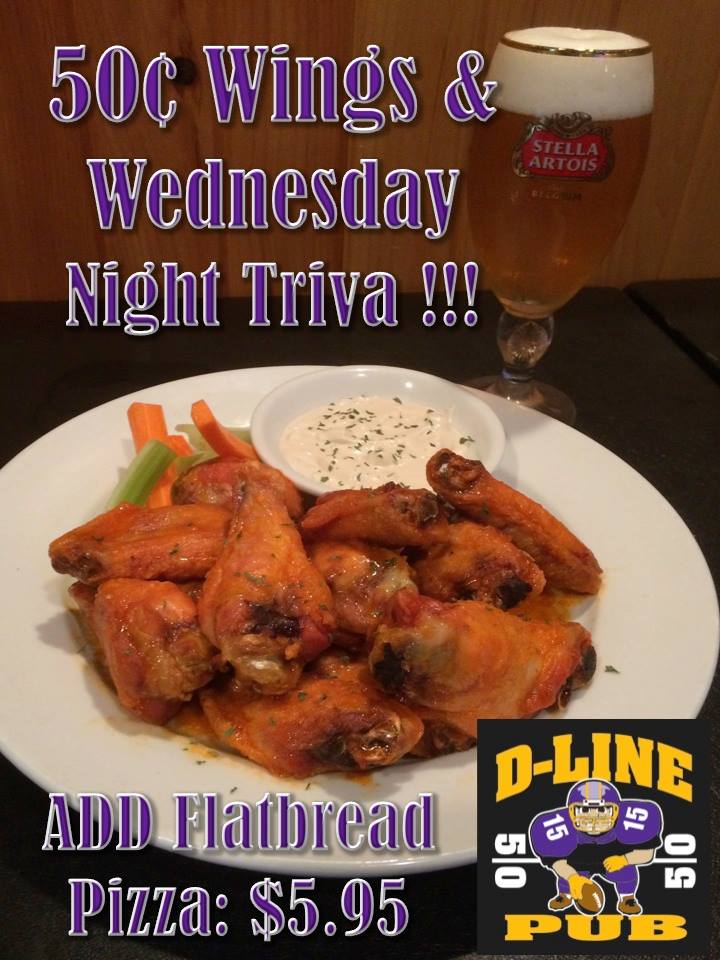 D-Line Pub - It's .50 Cent Wings Wednesday !!! Try our NEW... | Facebook