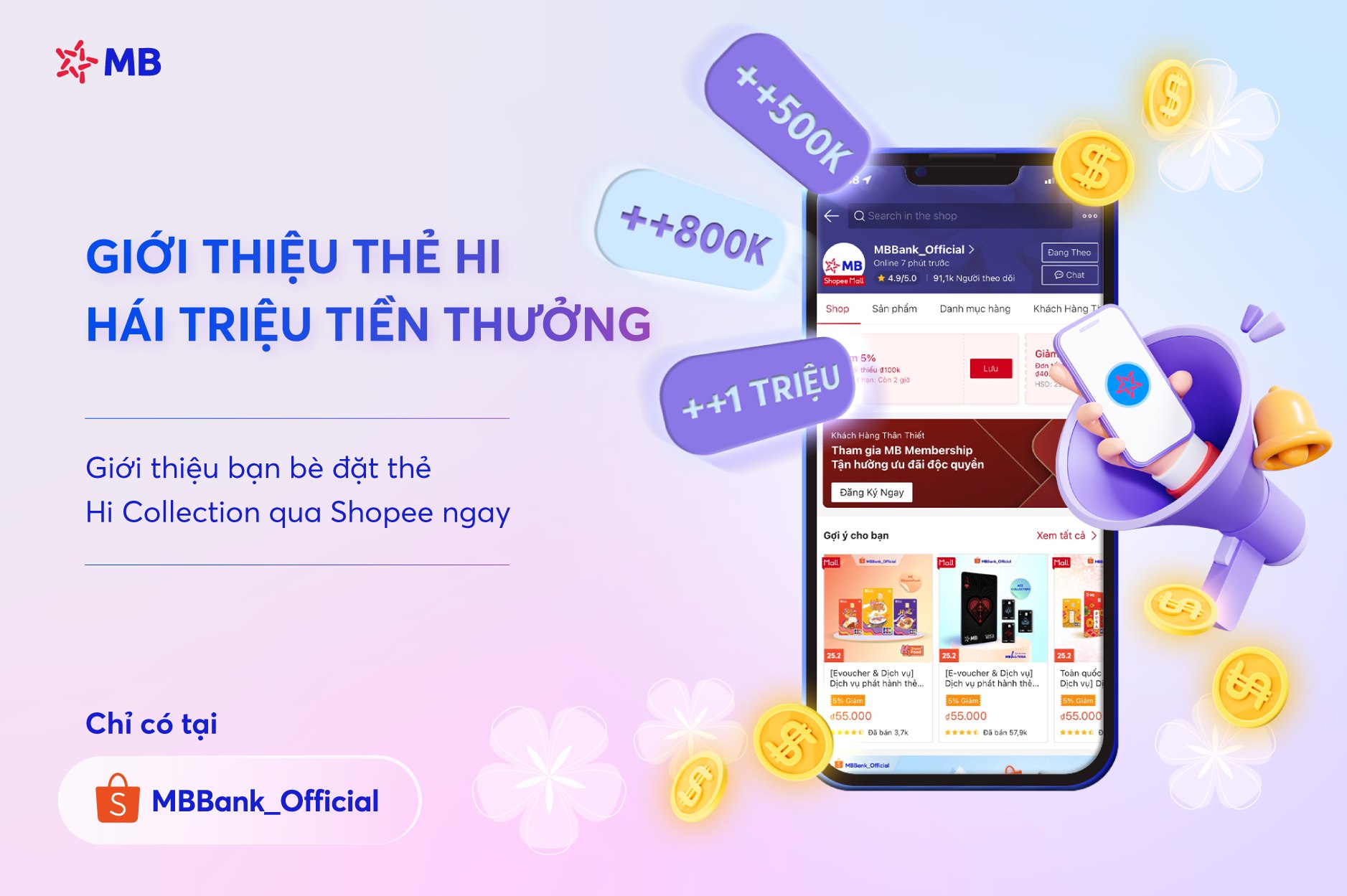 MBBank - 🔥GIỚI THIỆU THẺ HI - HÁI TRIỆU TIỀN THƯỞNG 📢 Cấp... | Facebook