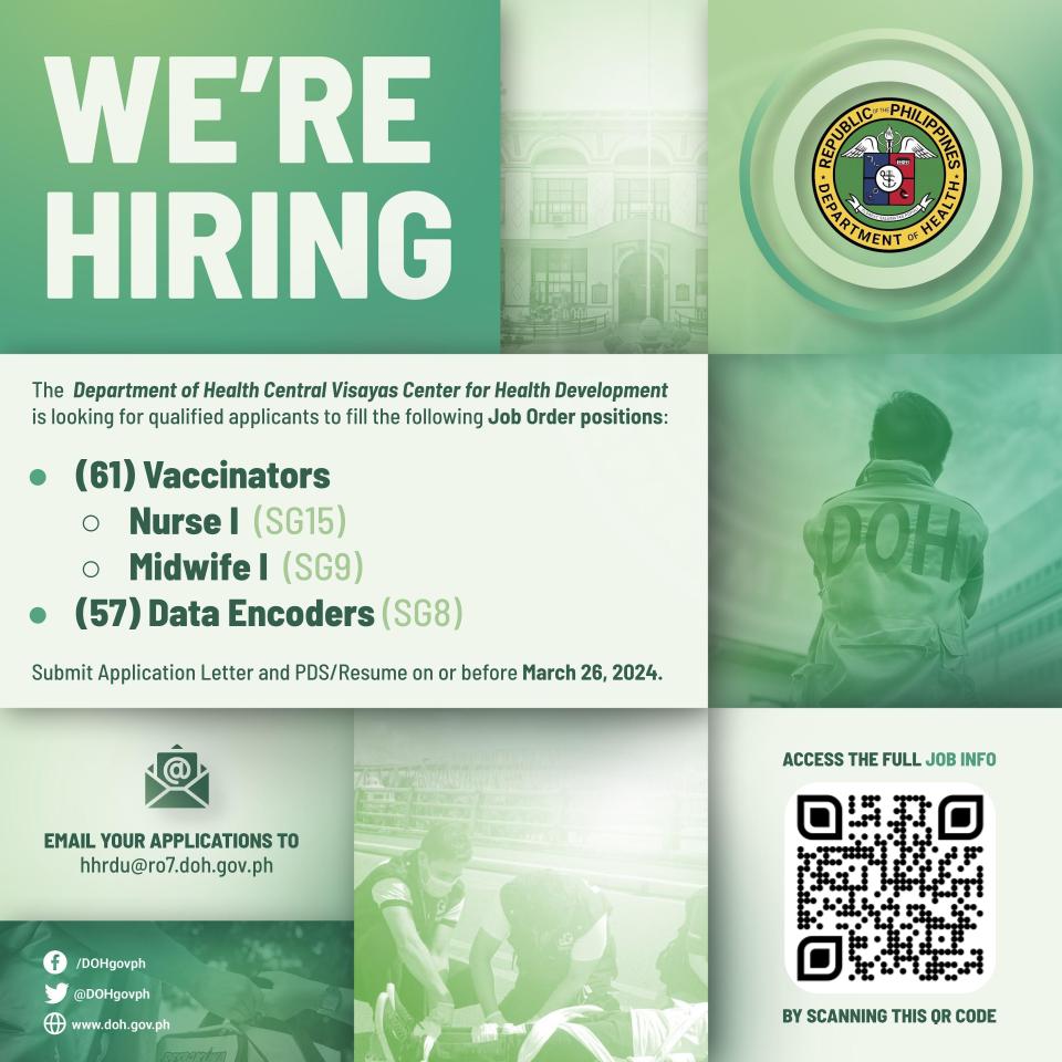 WE ARE HIRING!!! (61) VACCINATORS (JOB ORDER) (57) DATA ENCODERS (JOB ...