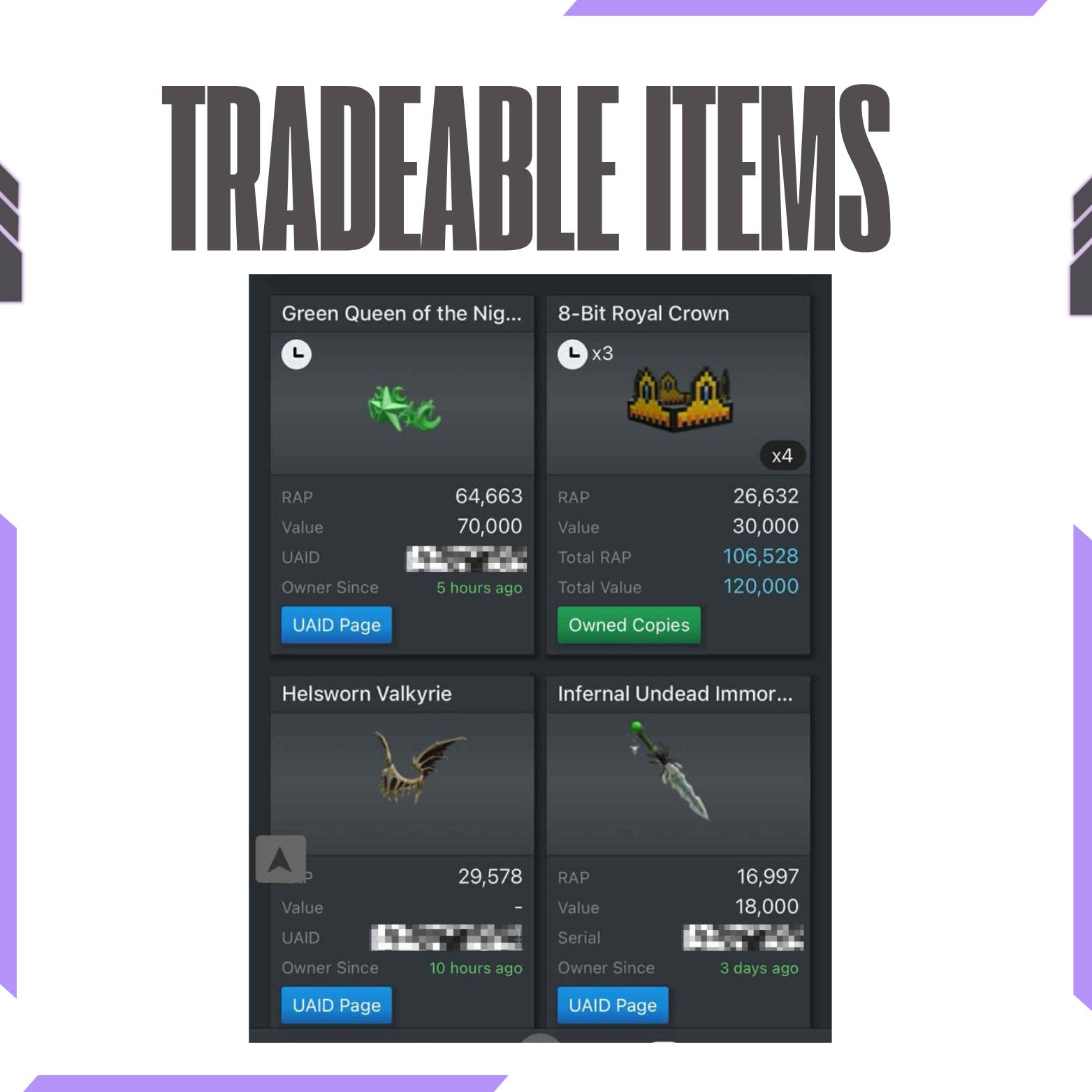 𝗧𝗥𝗔𝗗𝗘𝗔𝗕𝗟𝗘 𝗜𝗧𝗘𝗠𝗦 Here’s a... - Pixel Discounted Game Credits | Facebook