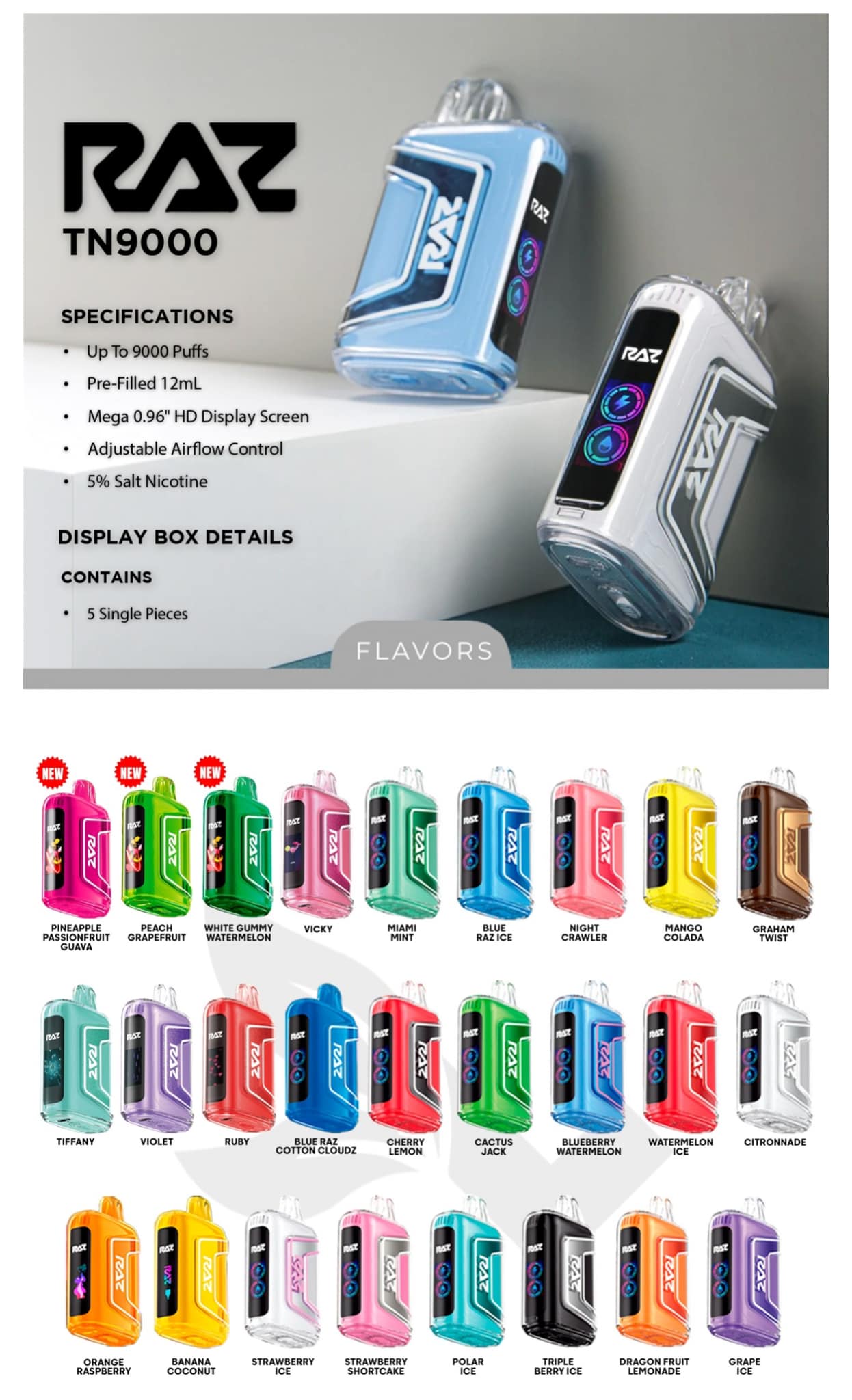 raz vape 9000 puffs flavors $19.99 or 2/$34.99 pocket vape Flavor:Mango Peaches & Cream Vuse Pod 4 Pack: