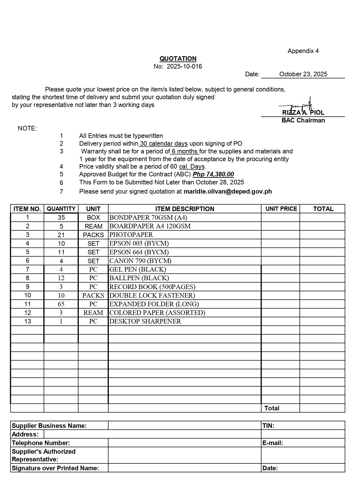 Adlas Elementary School - Procurement | Silang