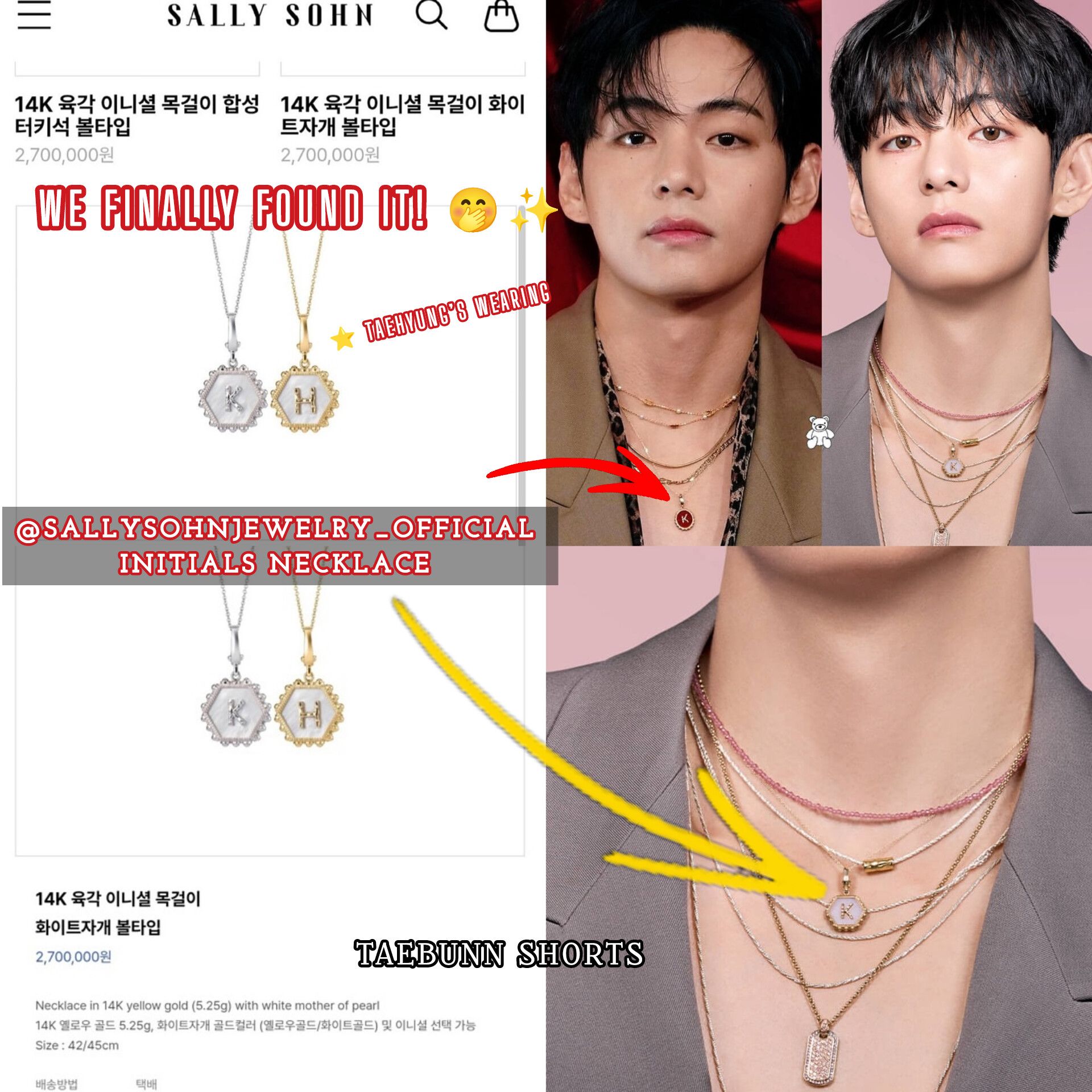 ⭐️ Taehyung's wearing @sallysohnjewelry_official initials