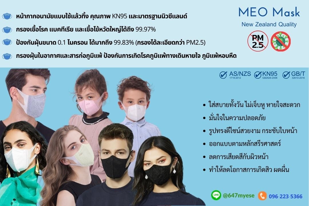 หน้ากากอนามัย หน้ากากกันฝุ่น MEO Mask กันฝุ่นควัน pm2.5 เชื้อโรค แบคทีเรีย