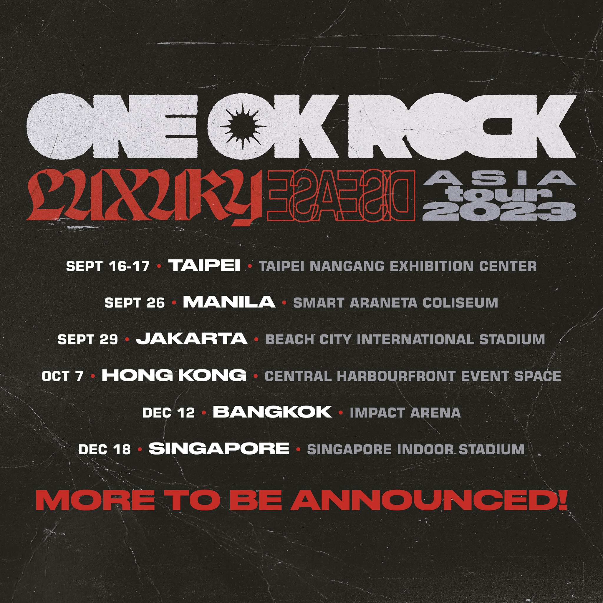 Finally coming back to Asia! Announcing Luxury Disease Asia Tour 