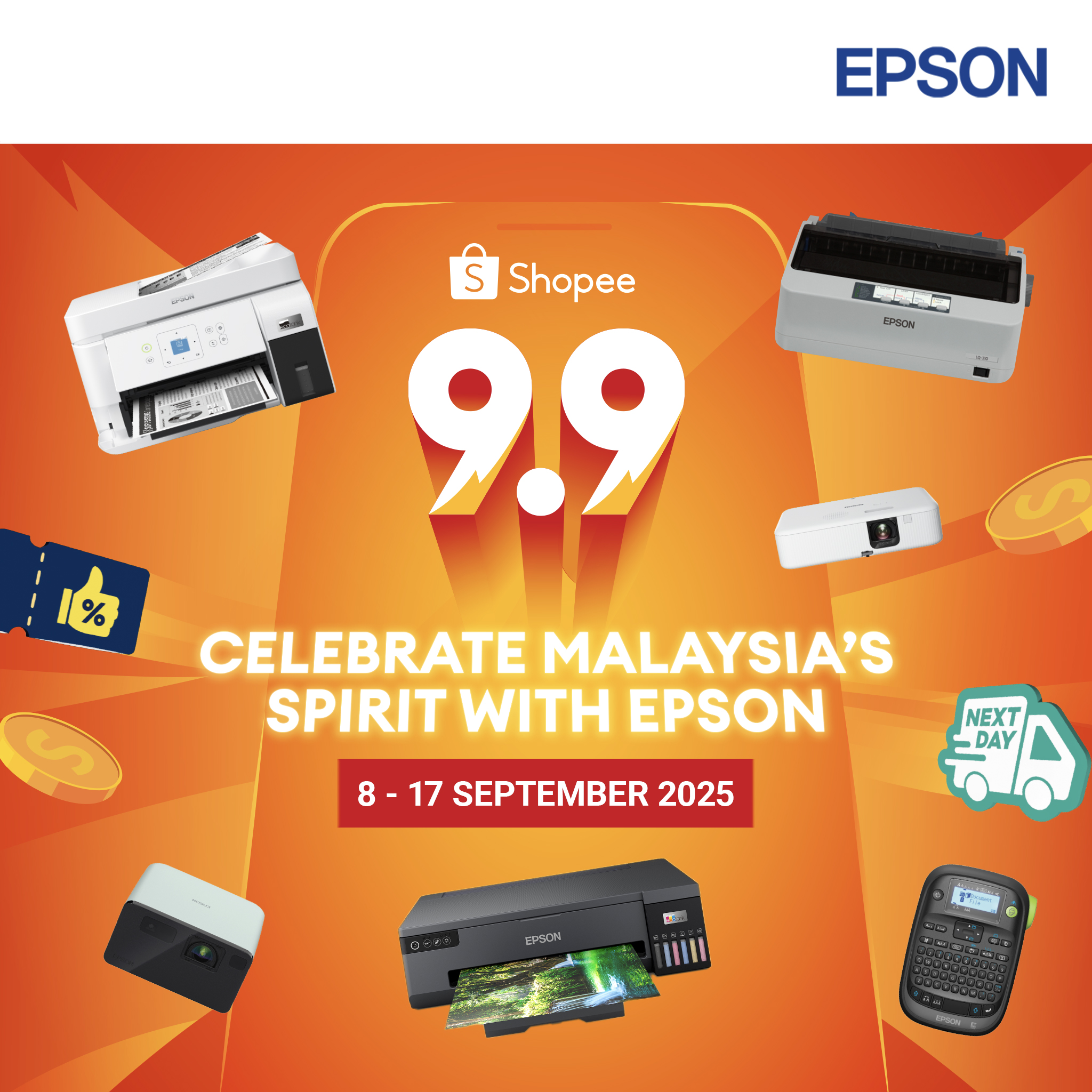 Epson - 9.9 Shopee Sale is here! ⚡ Celebrate Malaysia’s spirit with ...
