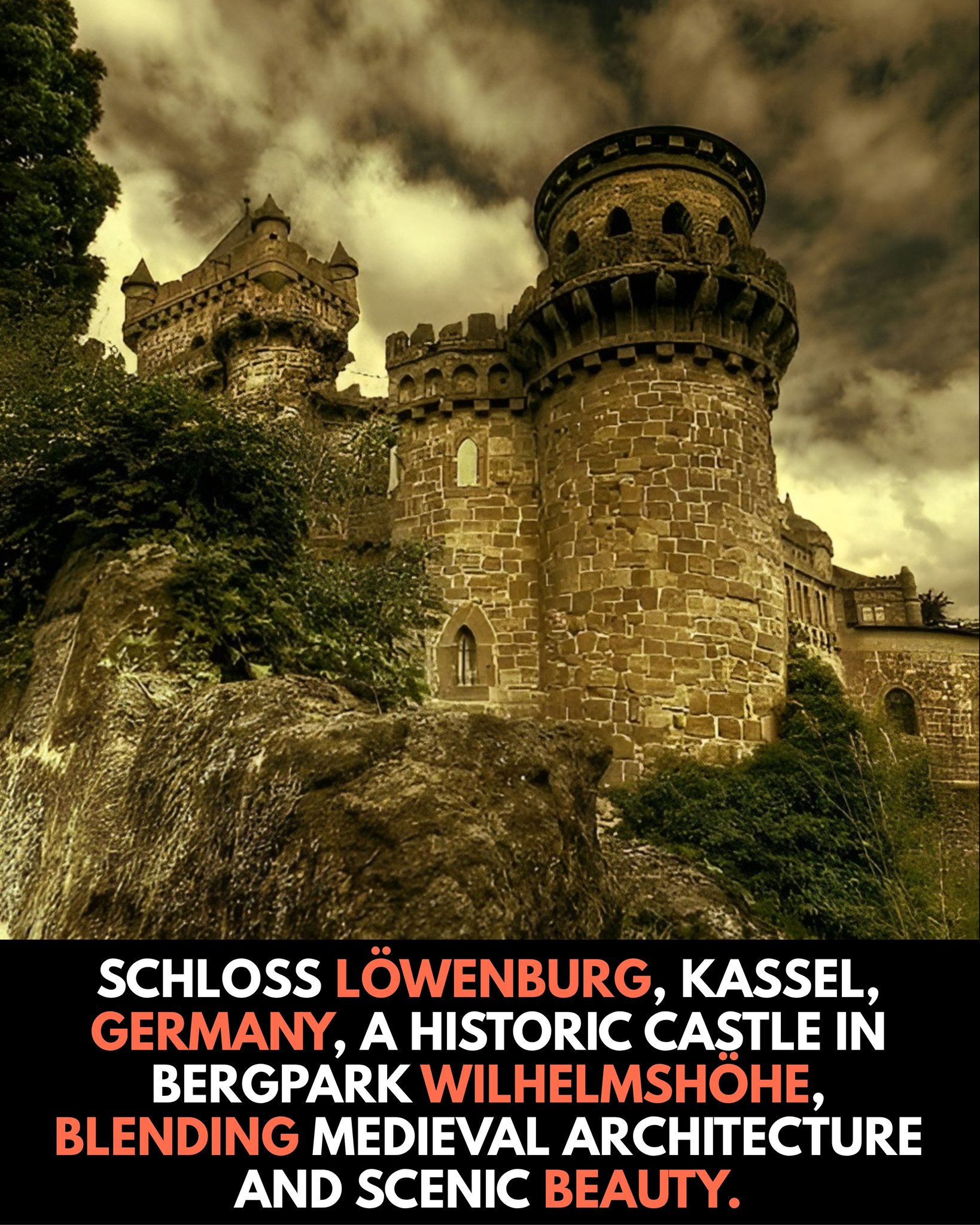 Archeological - Schloss Löwenburg, located in Kassel, Germany, is a ...