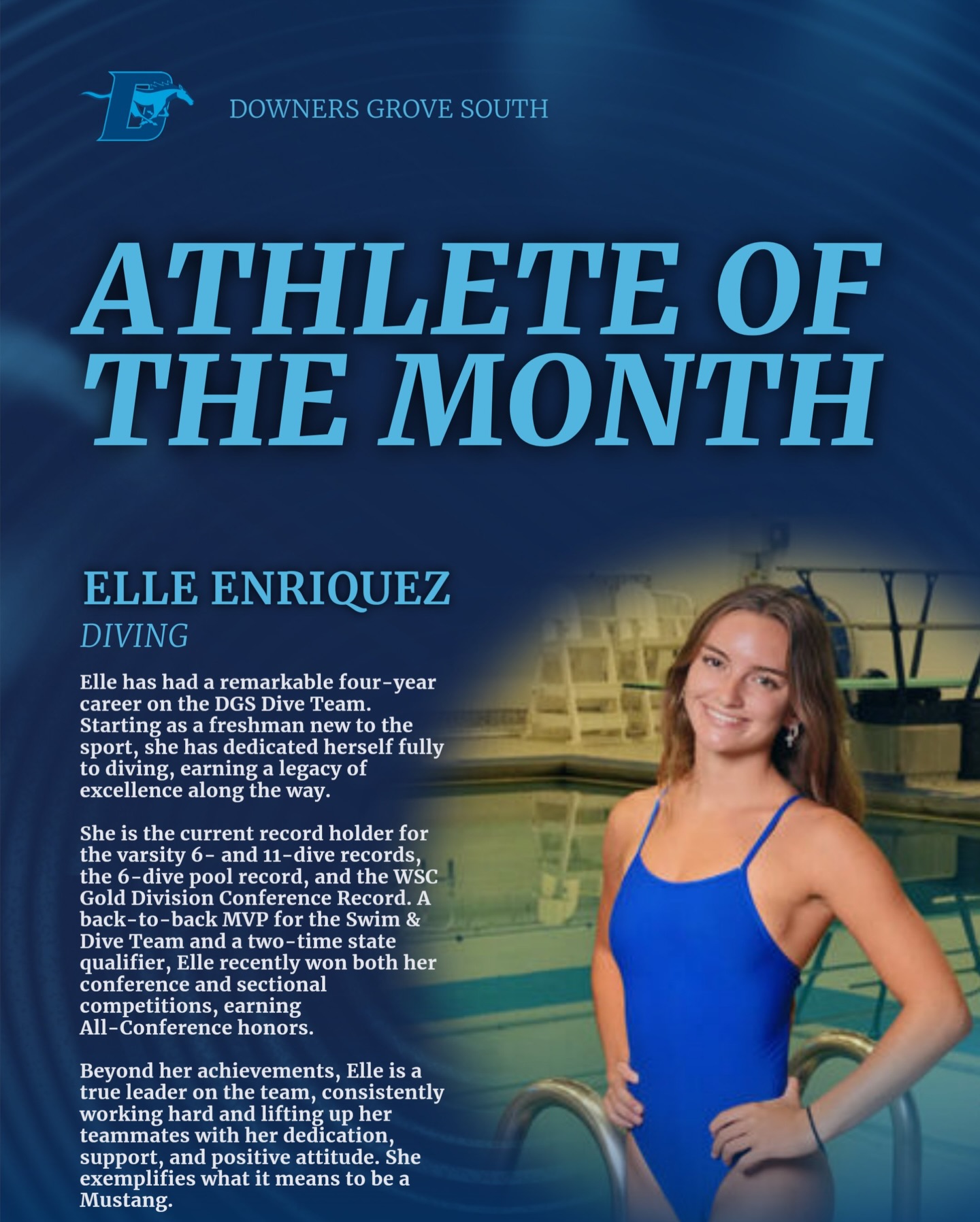 DGS - 🏆 ATHLETE OF THE MONTH: 🤿 Swim & Dive Elle has had a remarkable ...