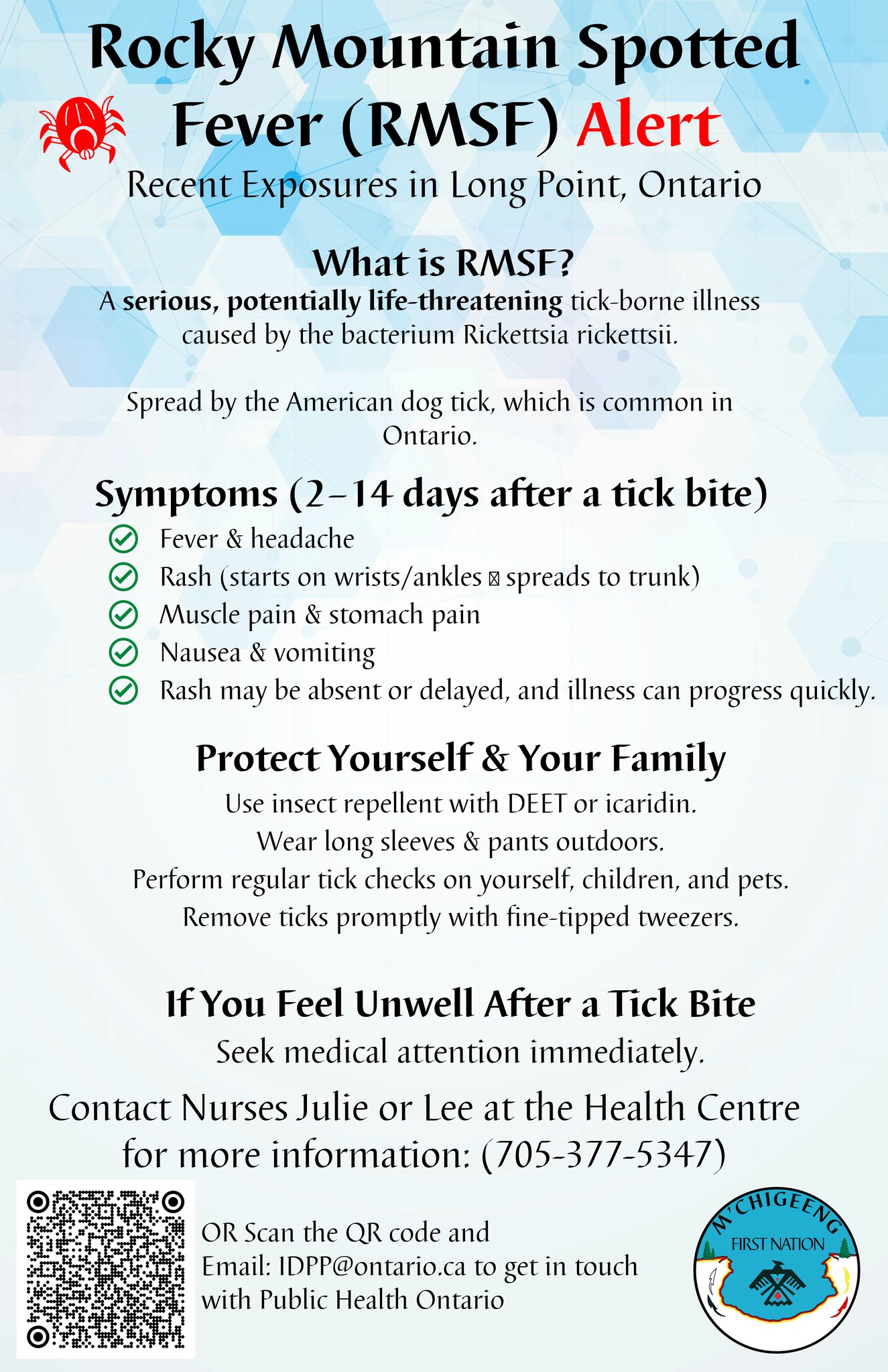 M'Chigeeng - 🚨 HEALTH ALERT: Rocky Mountain Spotted Fever (RMSF) 🚨 ⚠️ ...