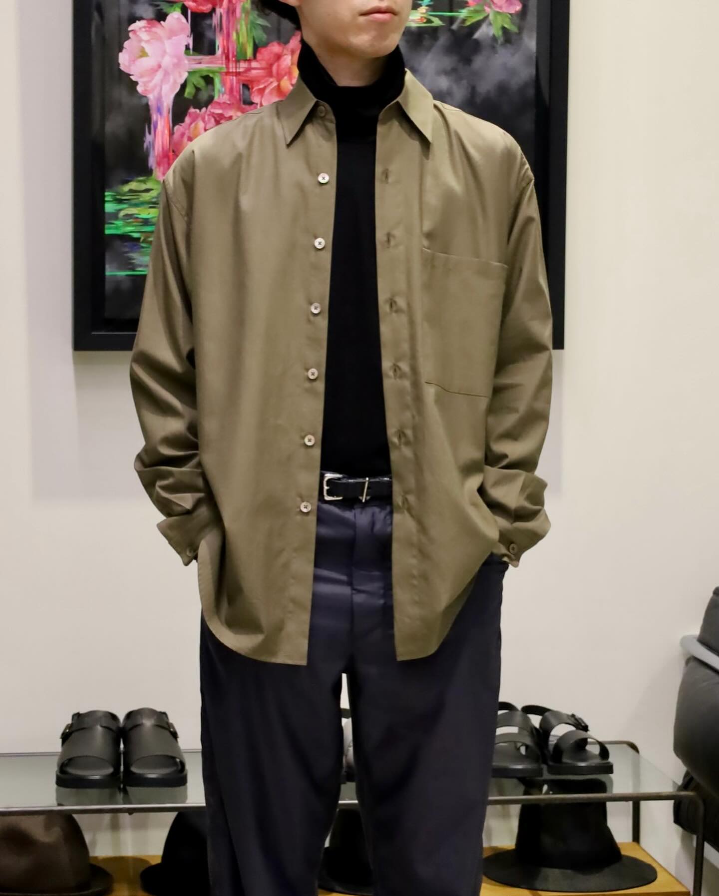 2024AW】 AURALEE Washed Finx Twill Big Shirt BROWN オーラリーの 