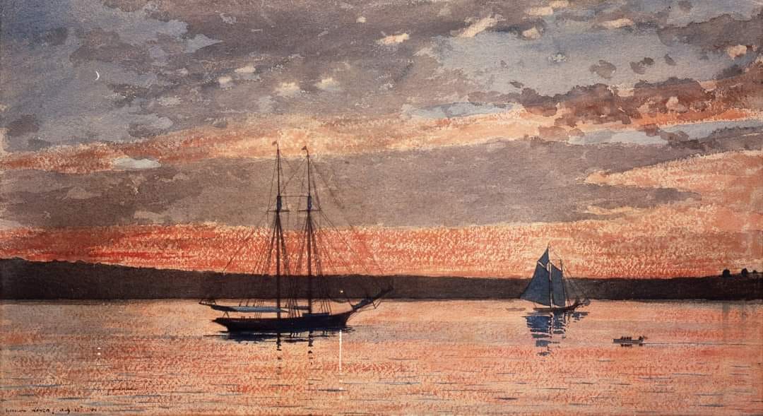 ウィンスロー・ホーマー、YACHT IN A COVE, GLOUCESTER yacht in a cove gloucester 1880 by homer