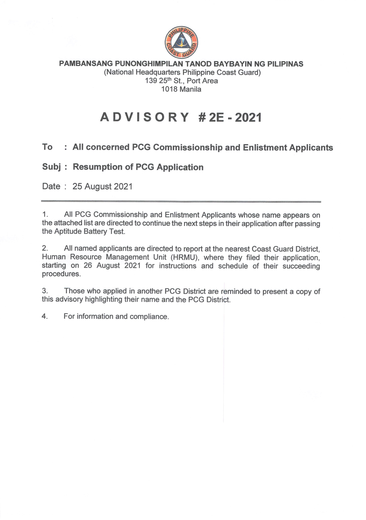 PCG RECRUITMENT UPDATE The... - Philippine Coast Guard | Facebook