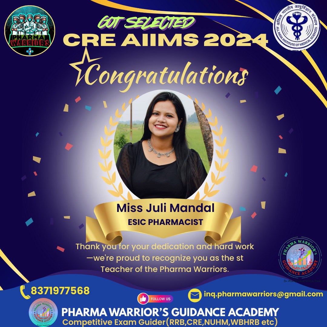Pharma - Heartiest Congratulations to MISS JULI MANDAL got Selected in ...