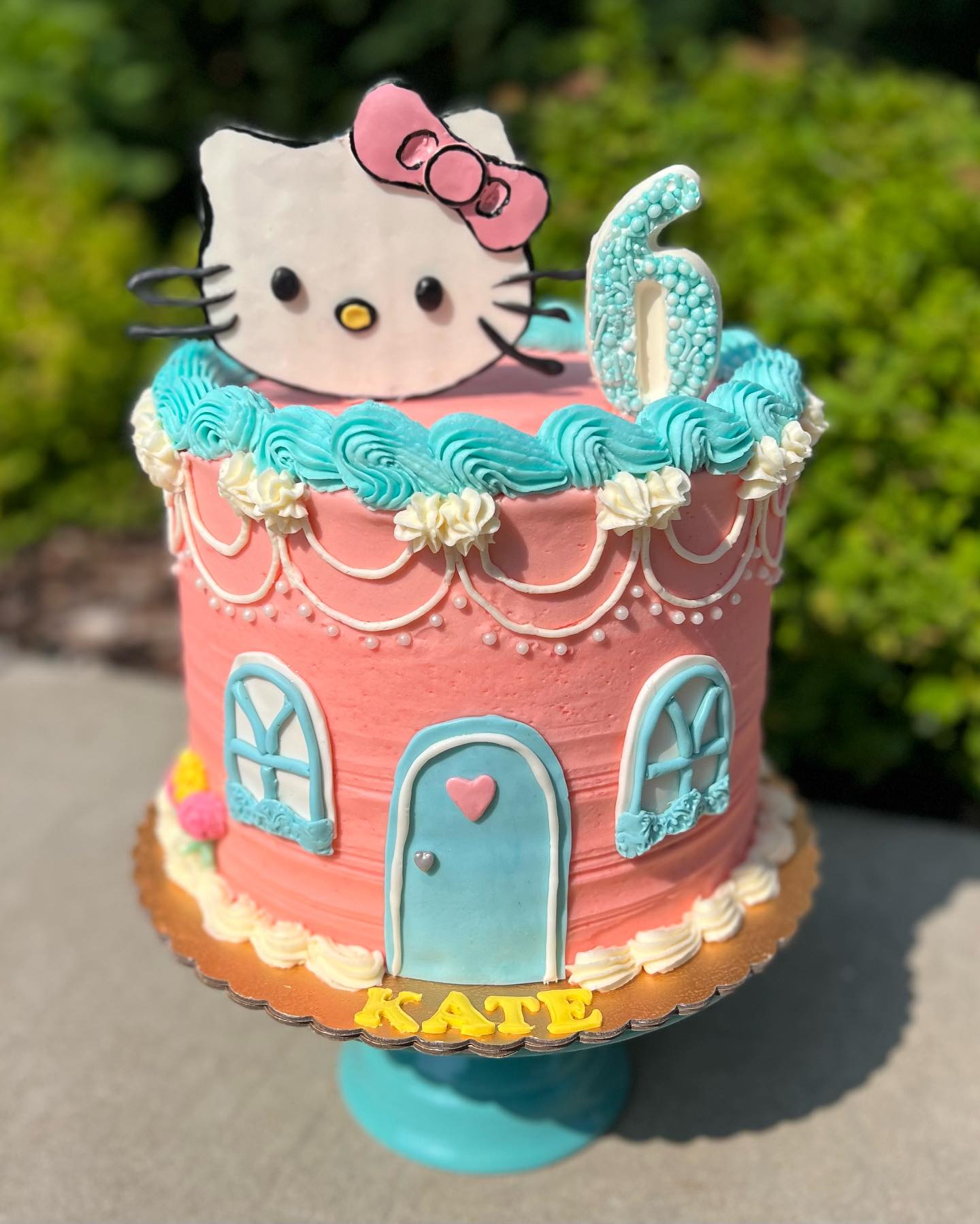 Pastel Blue Hello Kitty Cake 🩵🪽✨