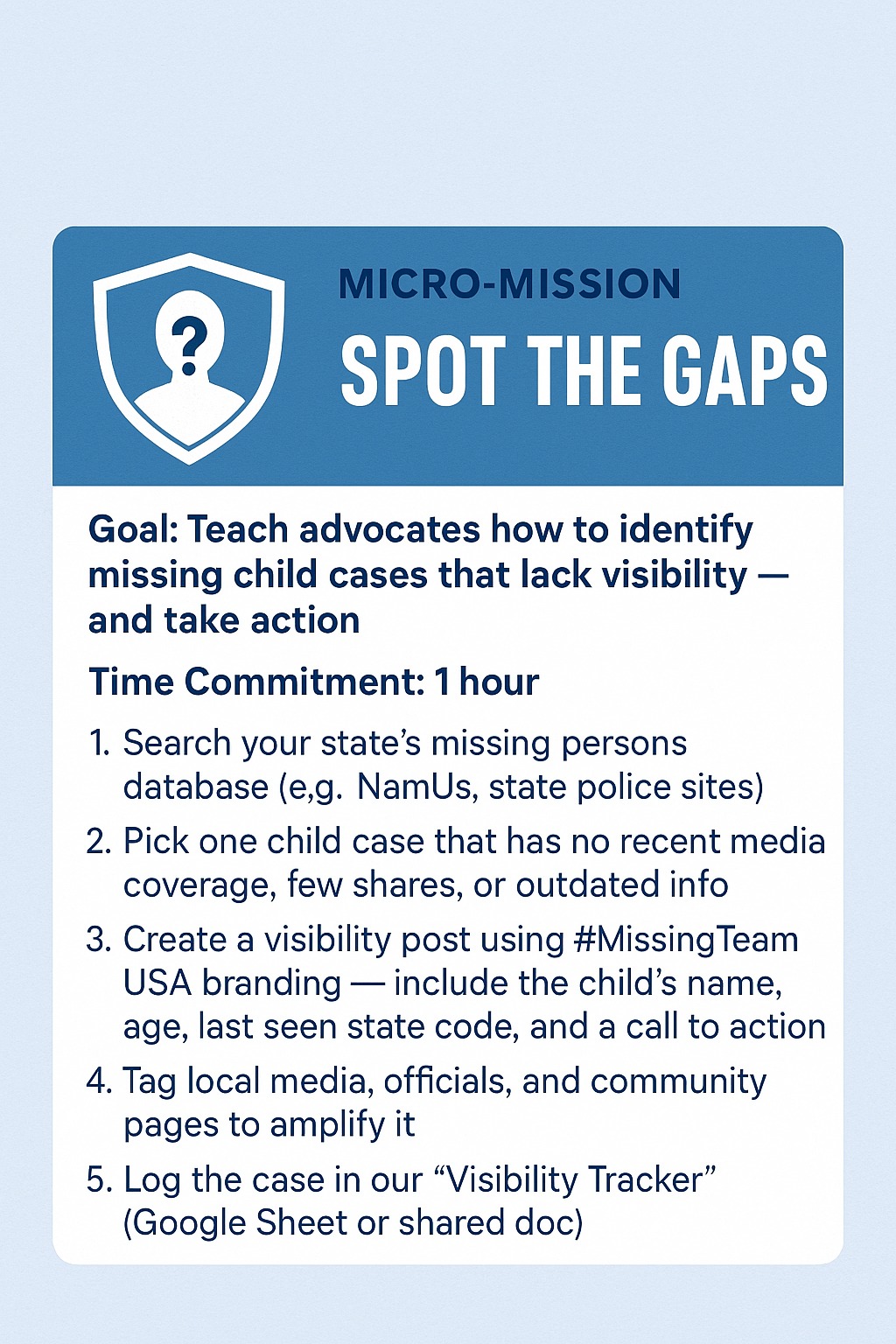 Missing - #missingteamusa request ONE HOUR TO SPOT THE GAPS IN YOUR New ...
