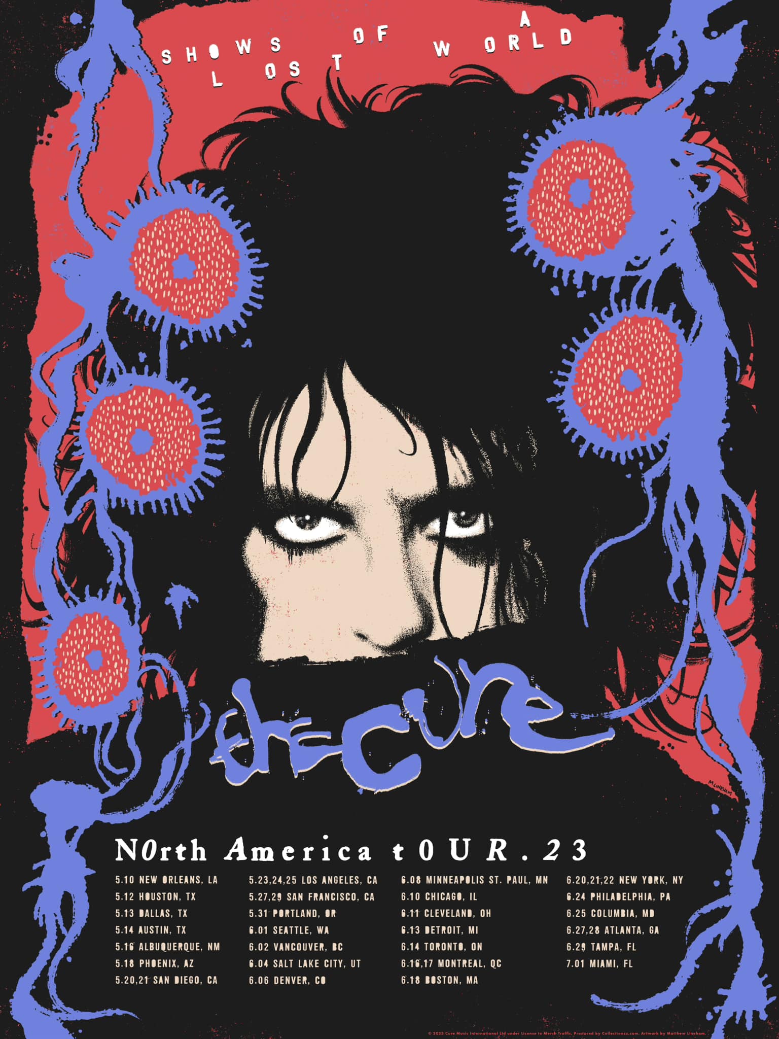 T-shirt Concert The Cure - New Orleans, Modèle Collector Imprimé, 100% Coton