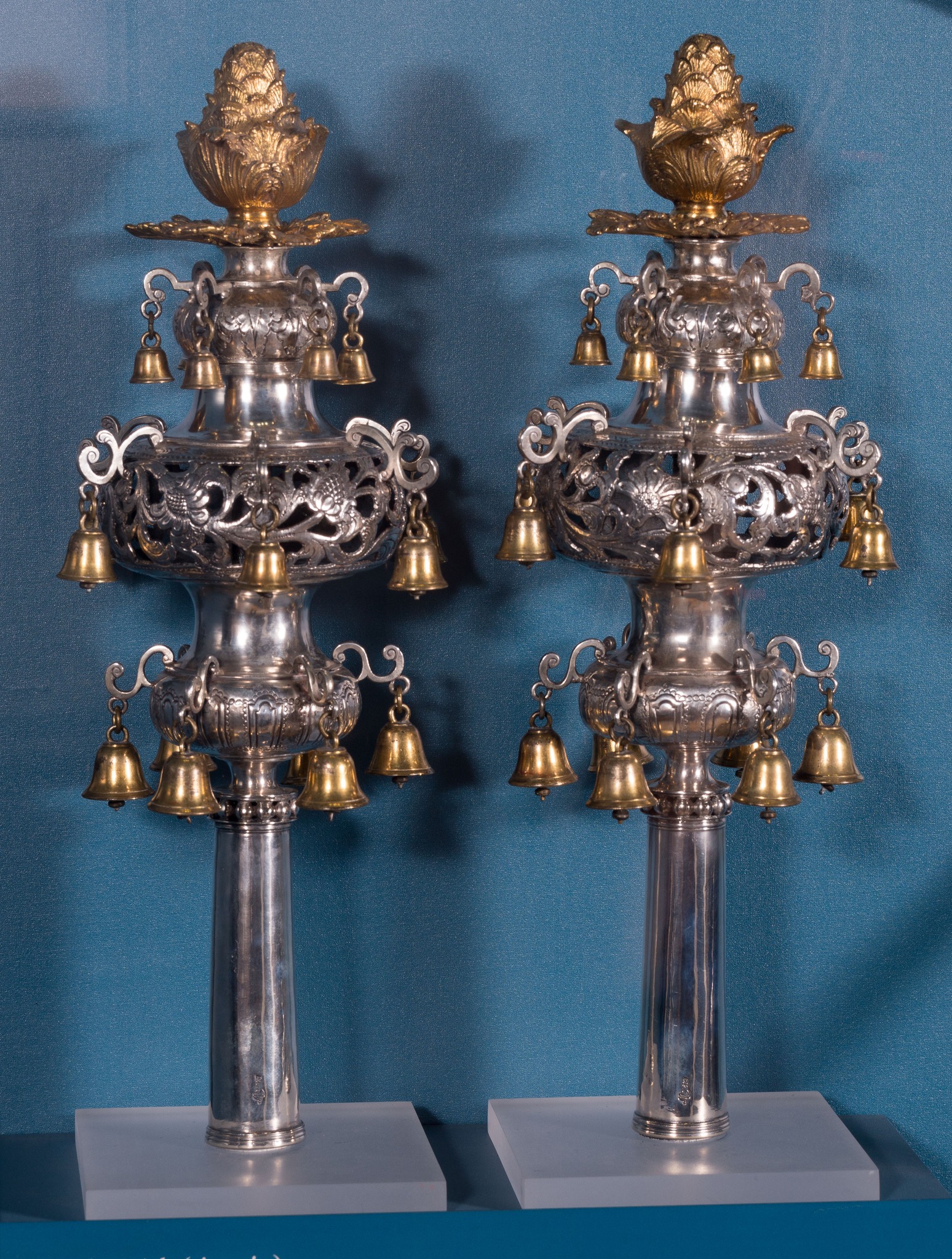 Historic Torah finials by Myer Myers at the Museum of the American