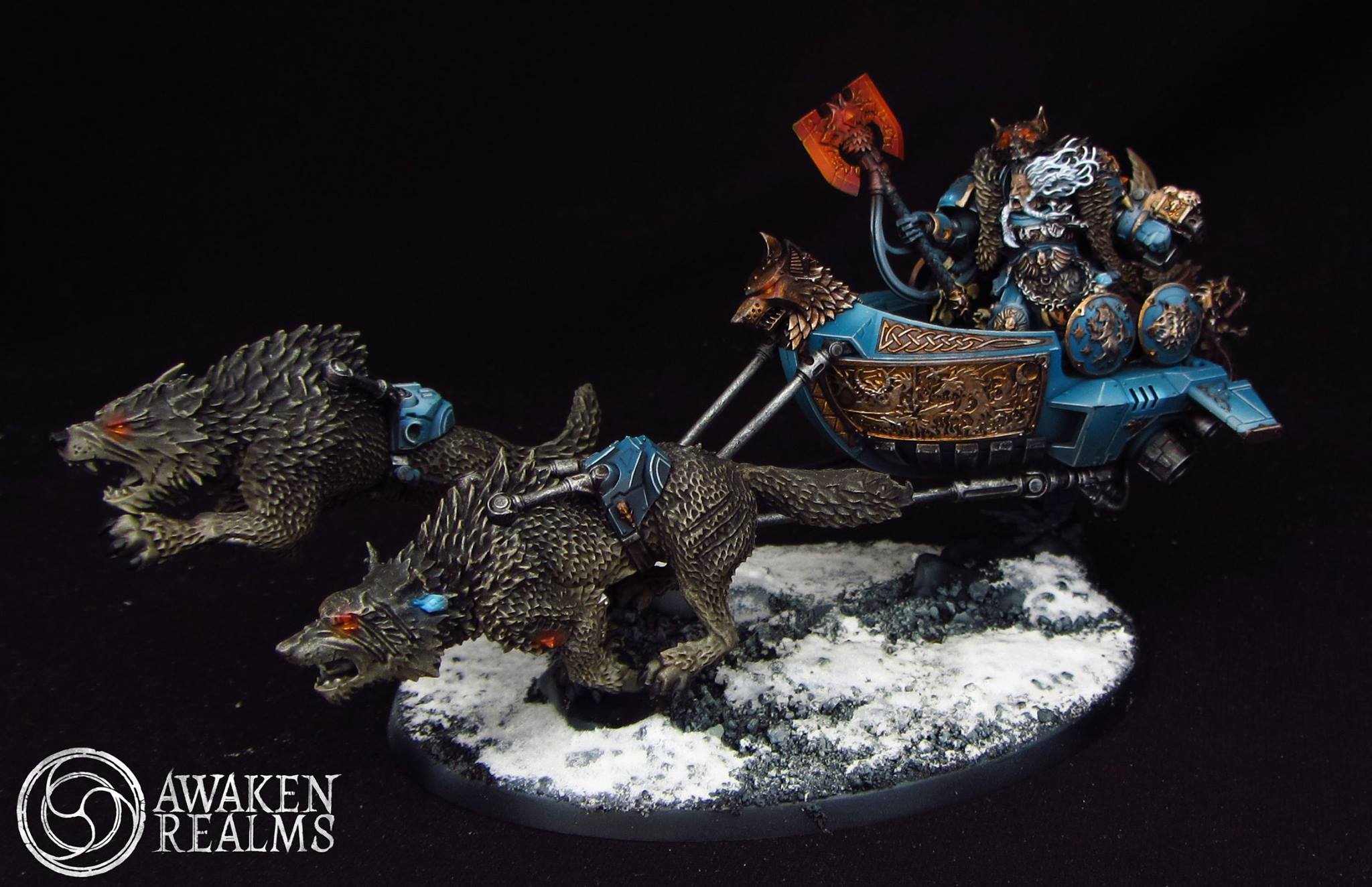 Hey guys, New Space Wolves Logan Grimnar on Stormrider painted by 