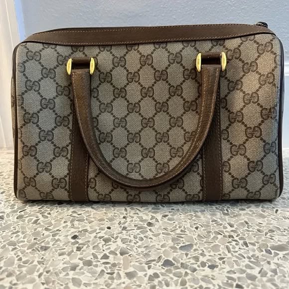 Gucci Vintage 1980’s Brown Monogram Canvas Boston Bag - Women's ...