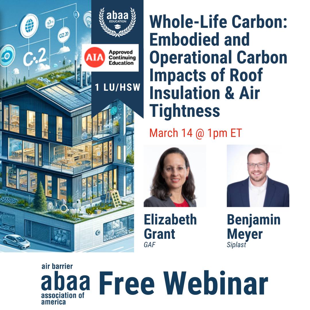 Join us tomorrow... - ABAA Air Barrier Association of America | Facebook