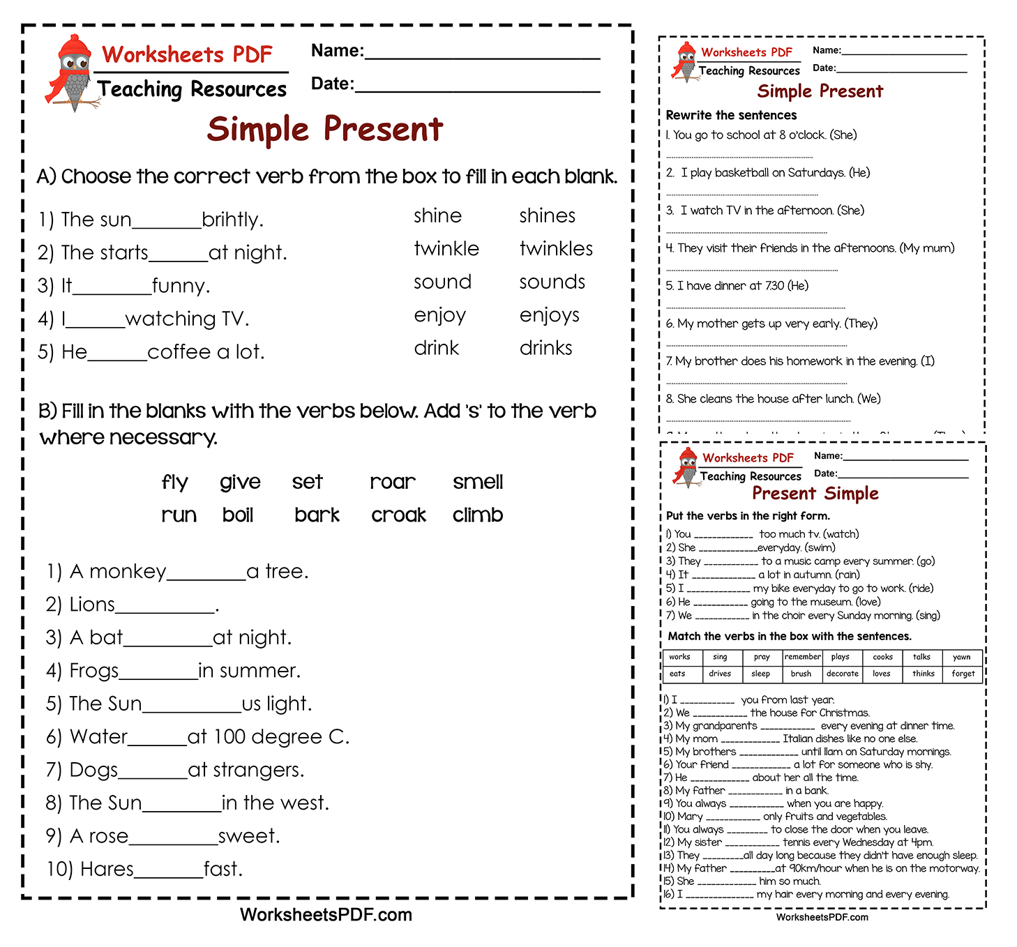 Worksheets PDF - Simple Present Worksheets PDF ...