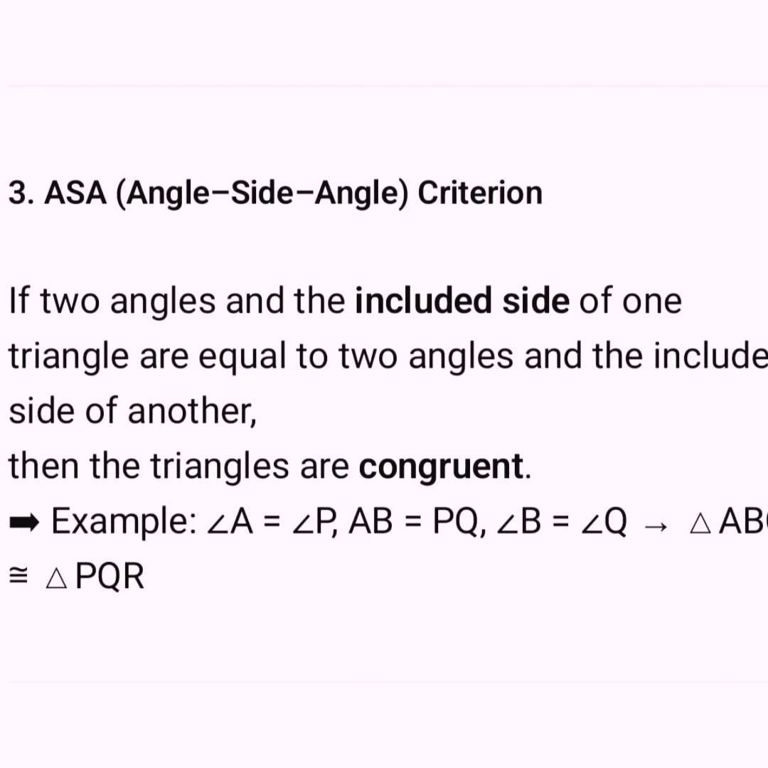 Mathematics - Criterion for congruence of triangles | Facebook