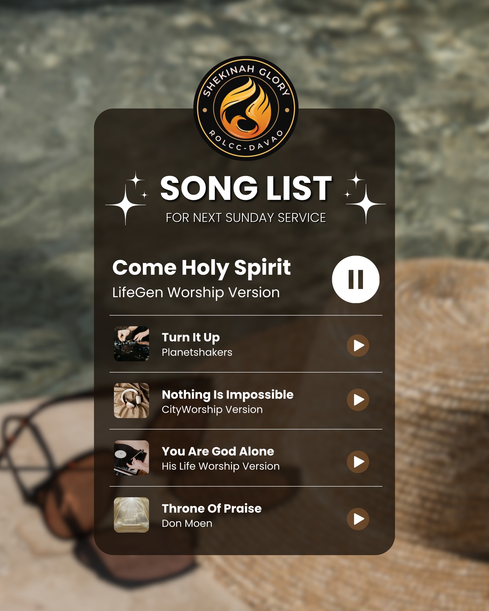 🎶 This Sunday’s Song Lineup... - Shekinah Glory - ROLCC Davao | Facebook