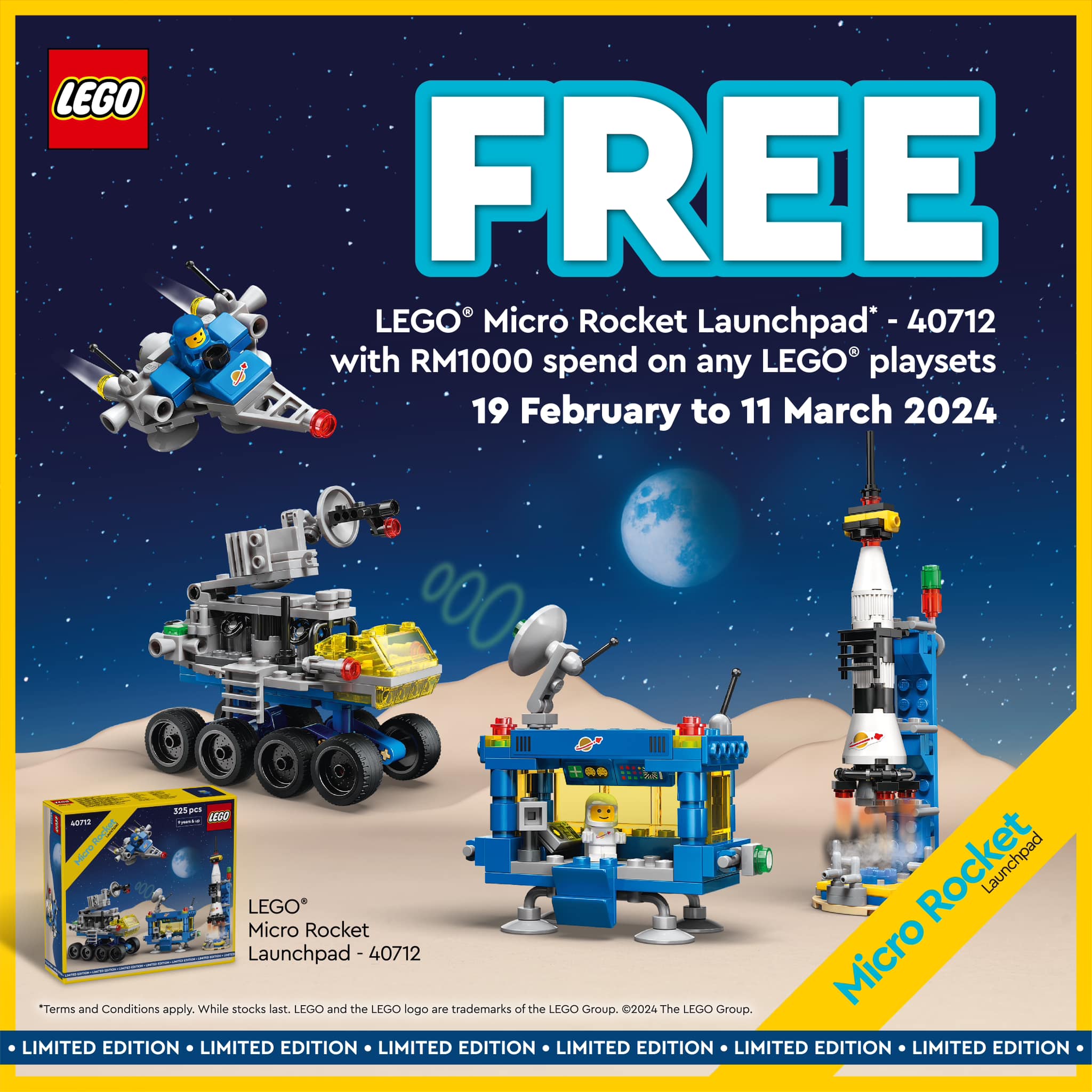 3-2-1… BLAST OFF! FREE* 40335 Space Rocket Ride with $130 spend on