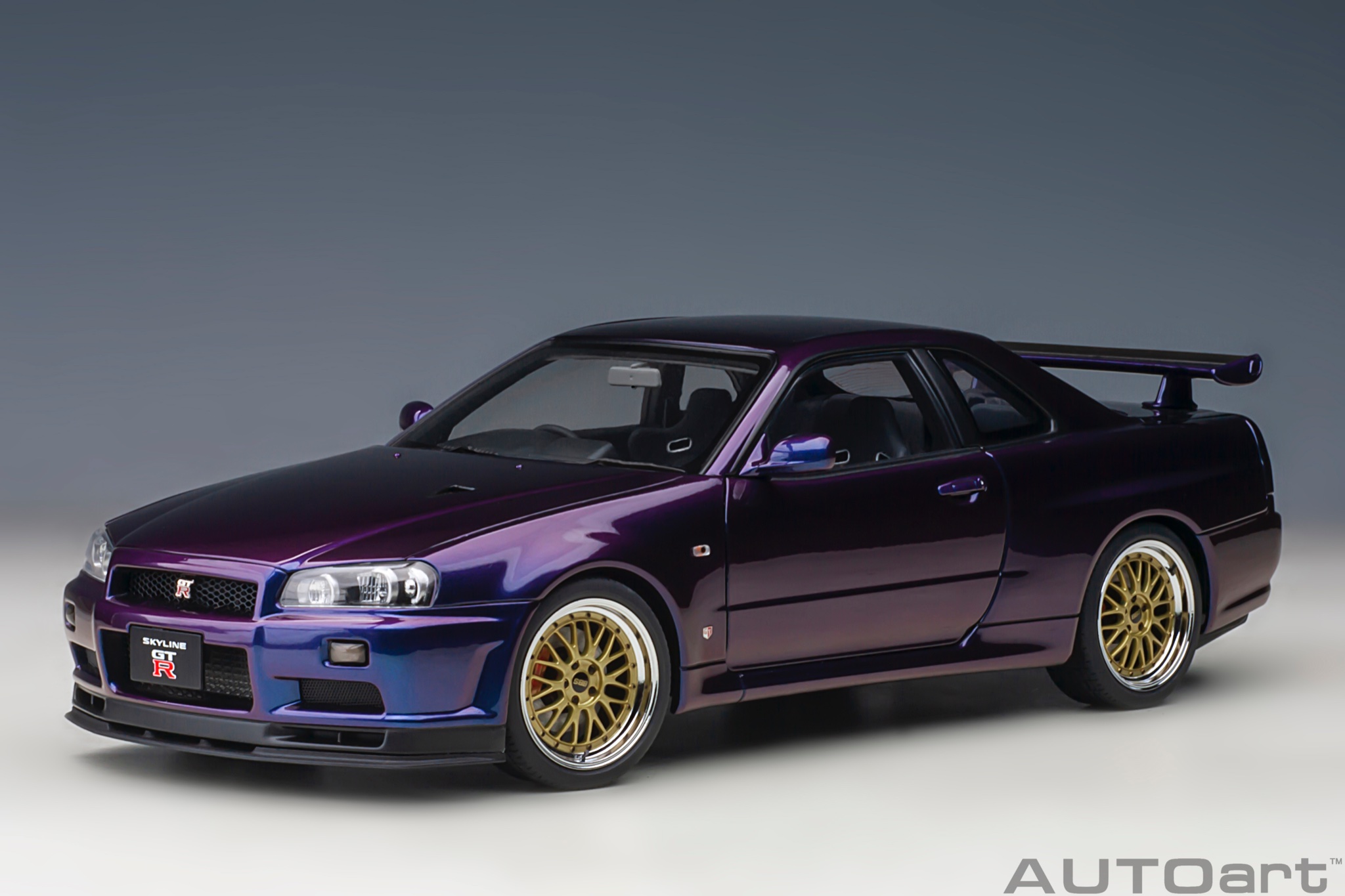 オートアート 1/18 R34 V-SPEC II BBS LM 1:18 Nissan Skyline GT-R R34 V-Spec II Midnight Purple III with