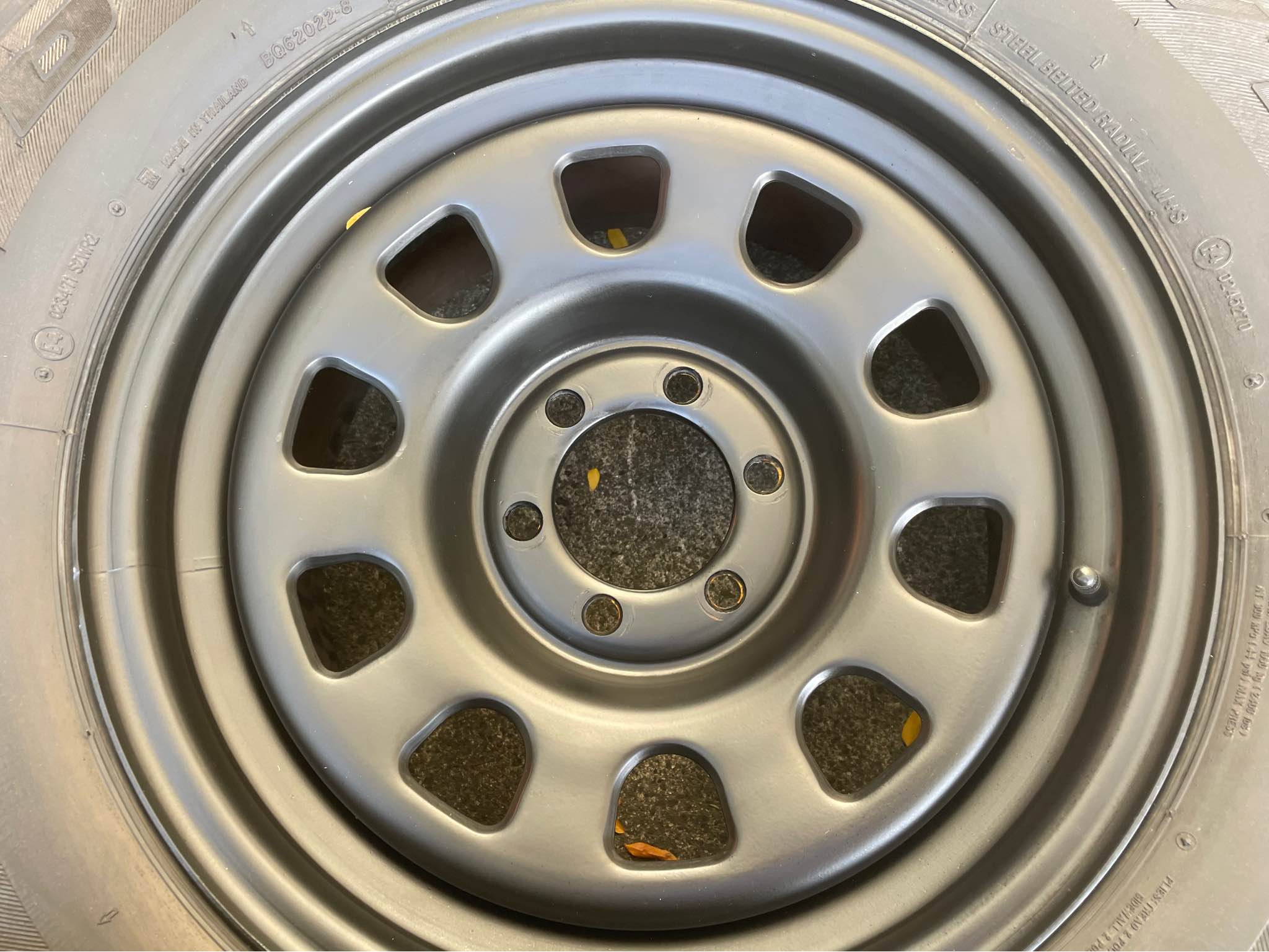 16x8 114.3 black steelies on 255/70716 111t balanced - Car Wheels ...