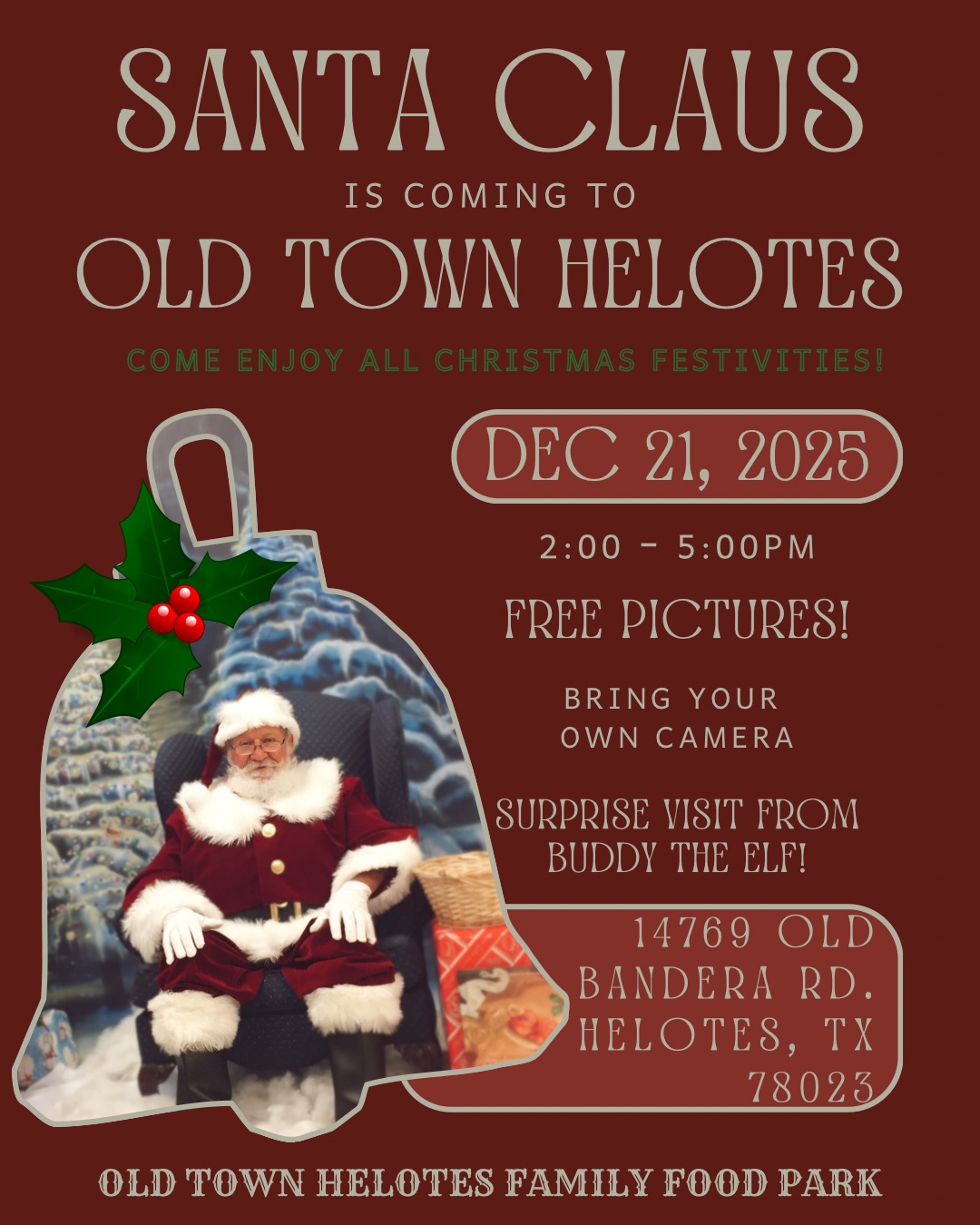 Santa is Coming to Old Town Helotes!