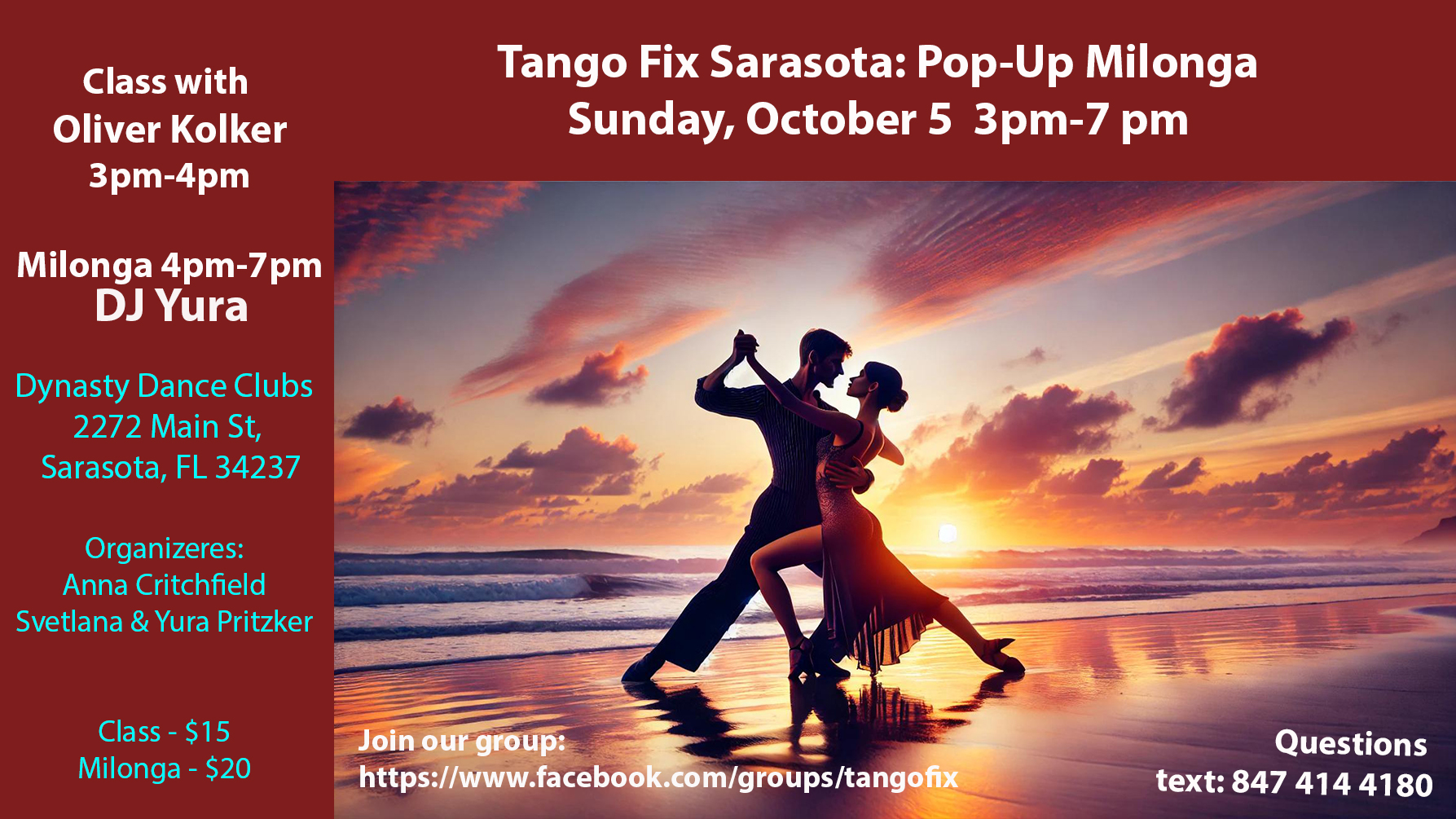 Tango Fix Sarasota: Pop up Milonga and Class(milonga) with Oliver Kolker