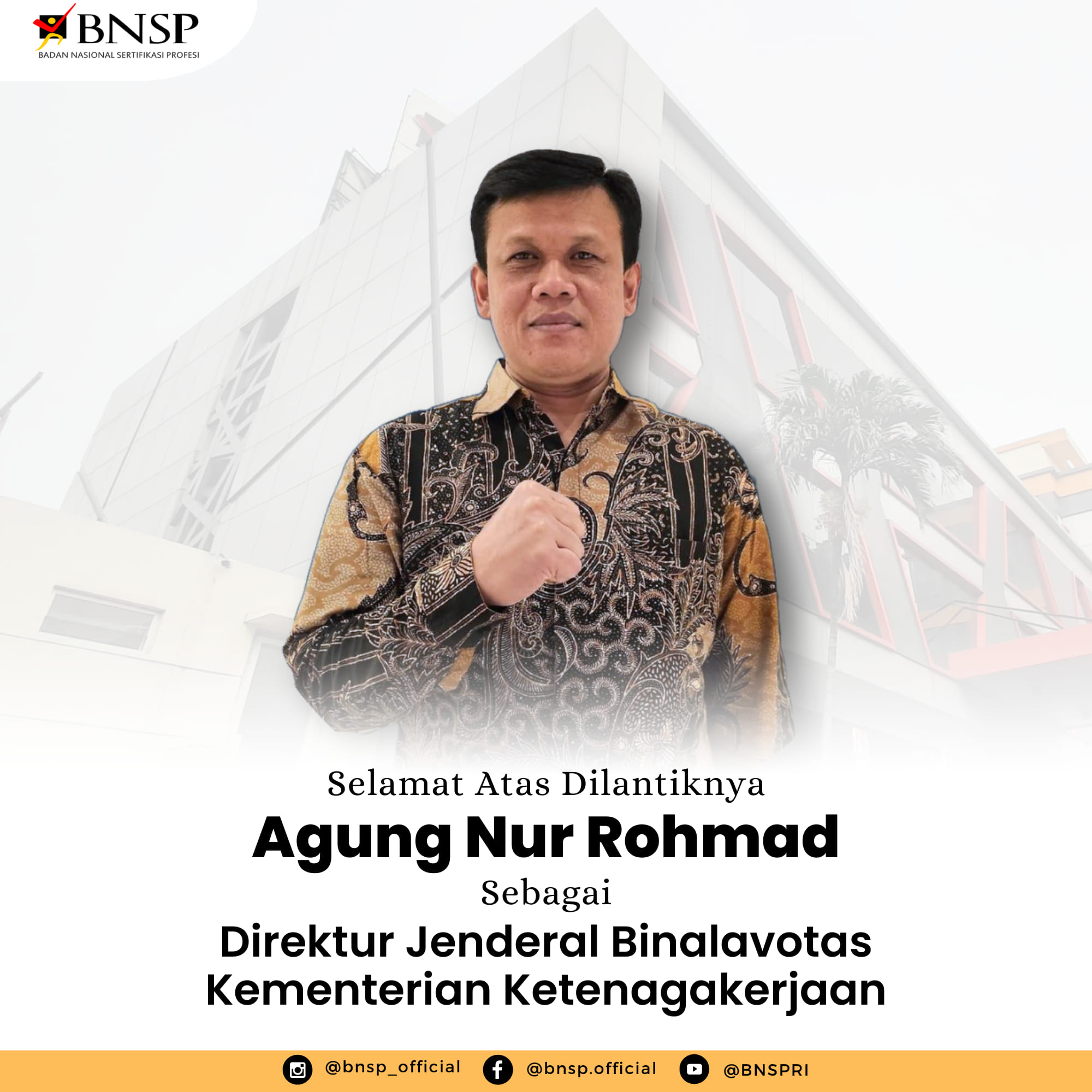 BNSP - Selamat atas dilantiknya Agung Nur Rohmad sebagai... | Facebook