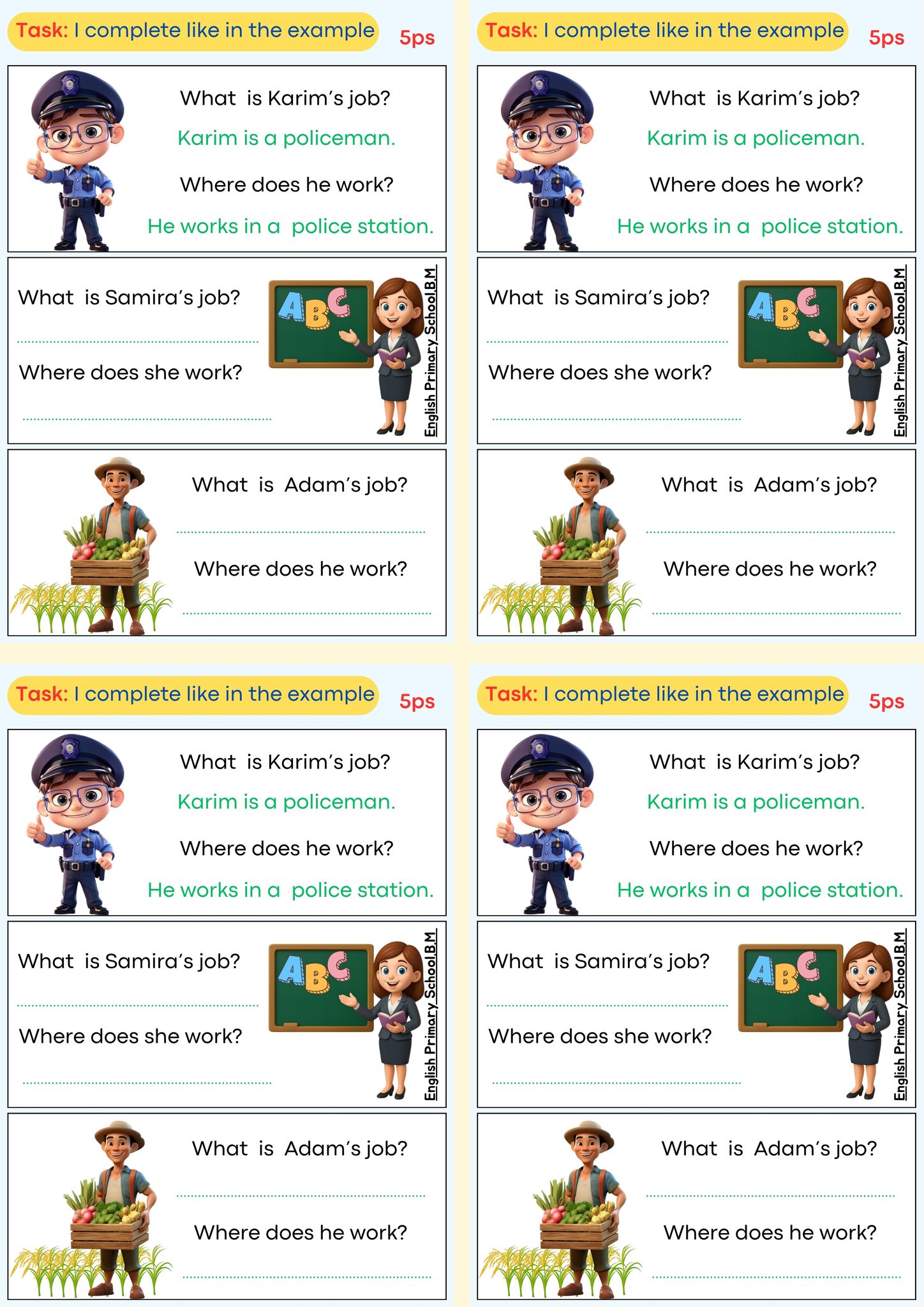 English - Worksheets 5ps #Designed_by_Boutayeb_M English Primary School ...
