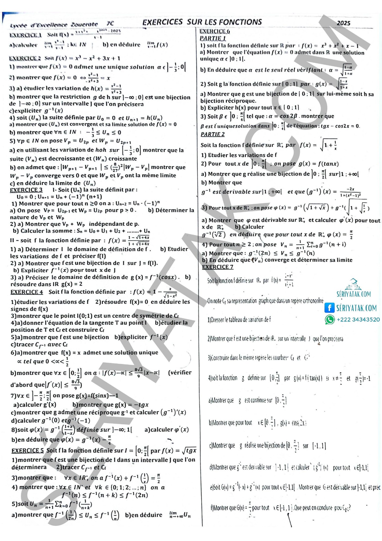 تواصل - série sur les fonctions Classe : 7 LYCÉE D'EXCELLENCE DE ...