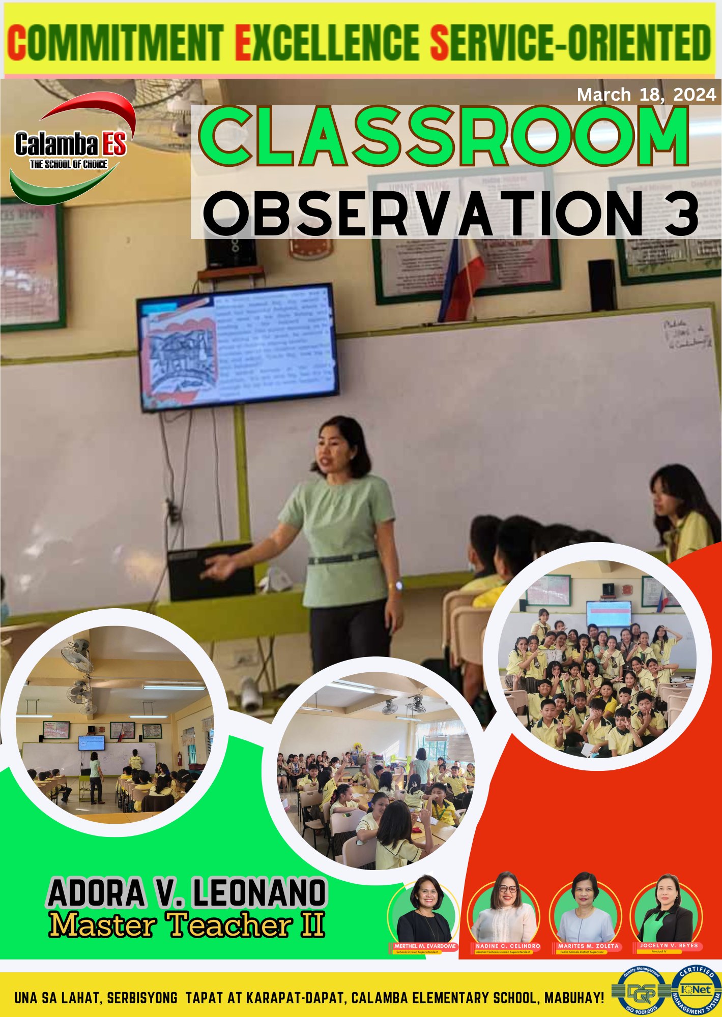 DepEd - MS. ADORA V. LEONANO- Master Teacher II CLASSROOM OBSERVATION ...
