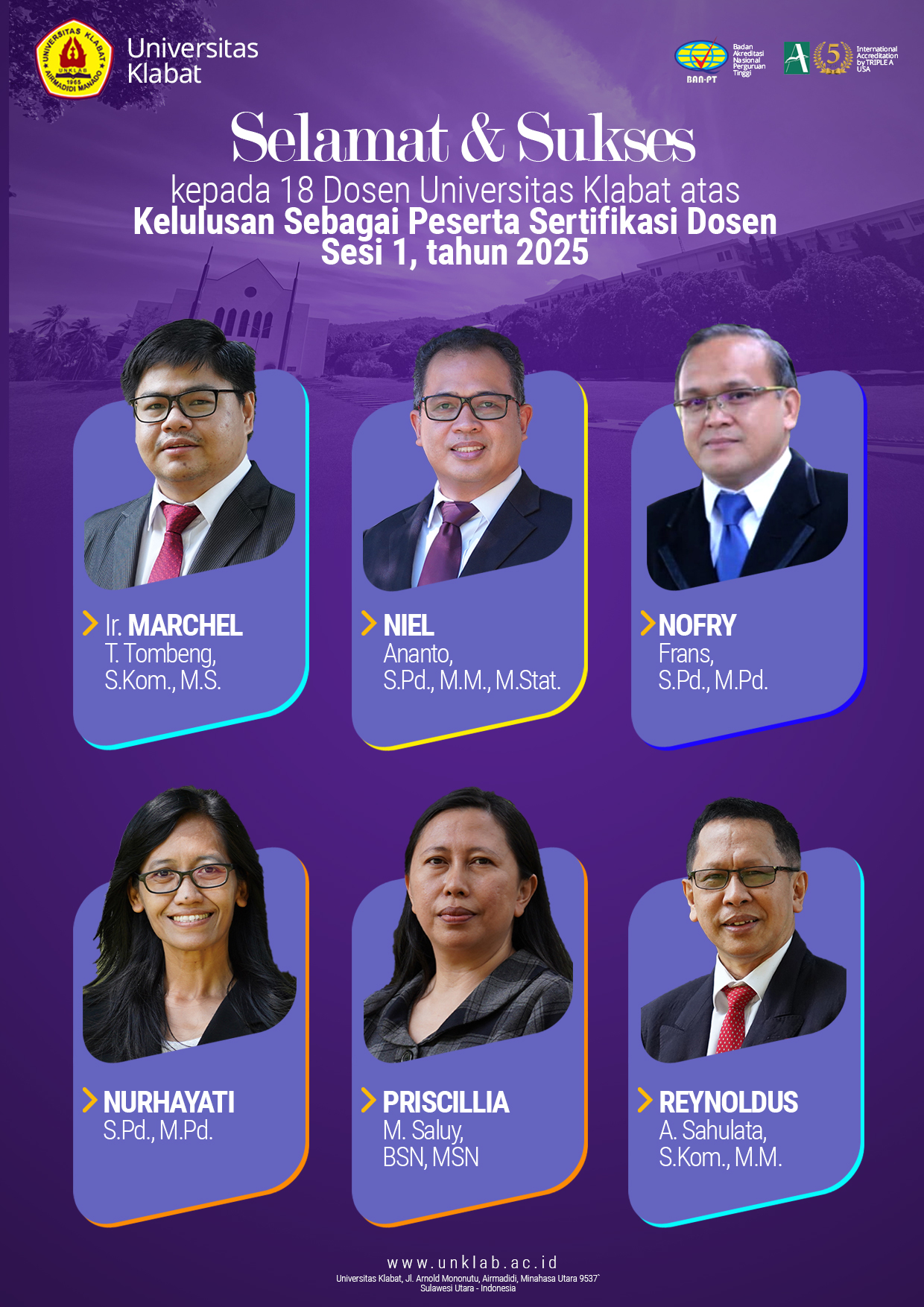 UNKLAB-Official - SELAMAT & SUKSES kepada 18 Dosen... | Facebook