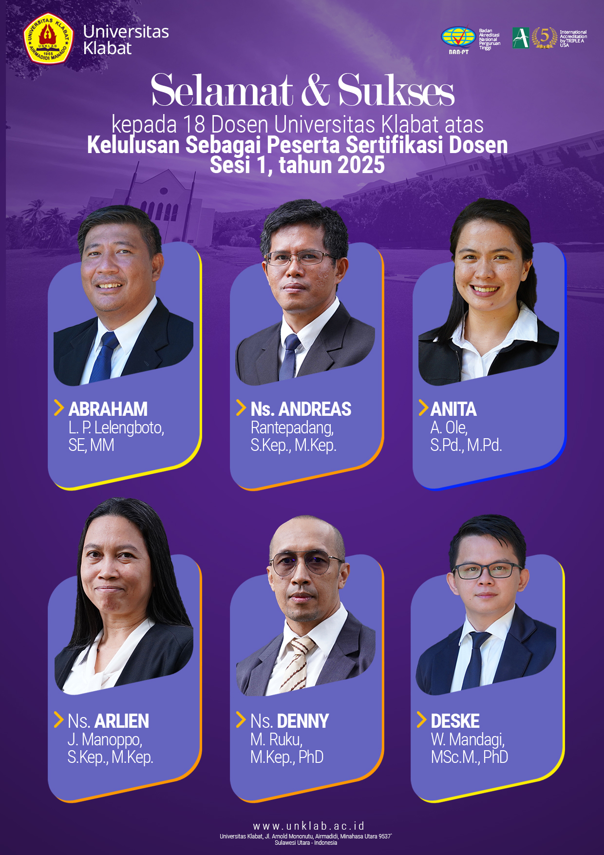 UNKLAB-Official - SELAMAT & SUKSES kepada 18 Dosen... | Facebook