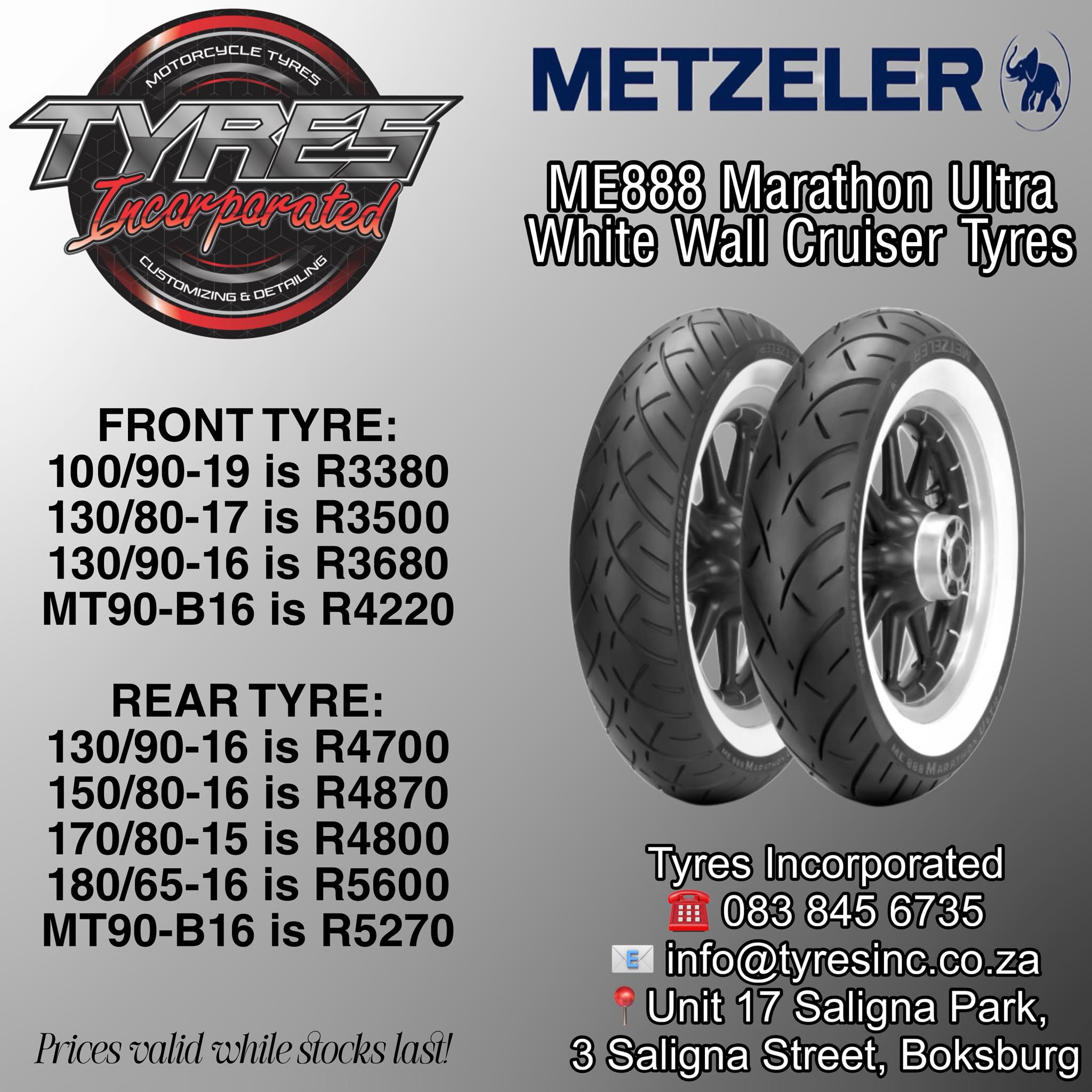 Let your cruiser stand out with the classic Metzeler ME888 White 