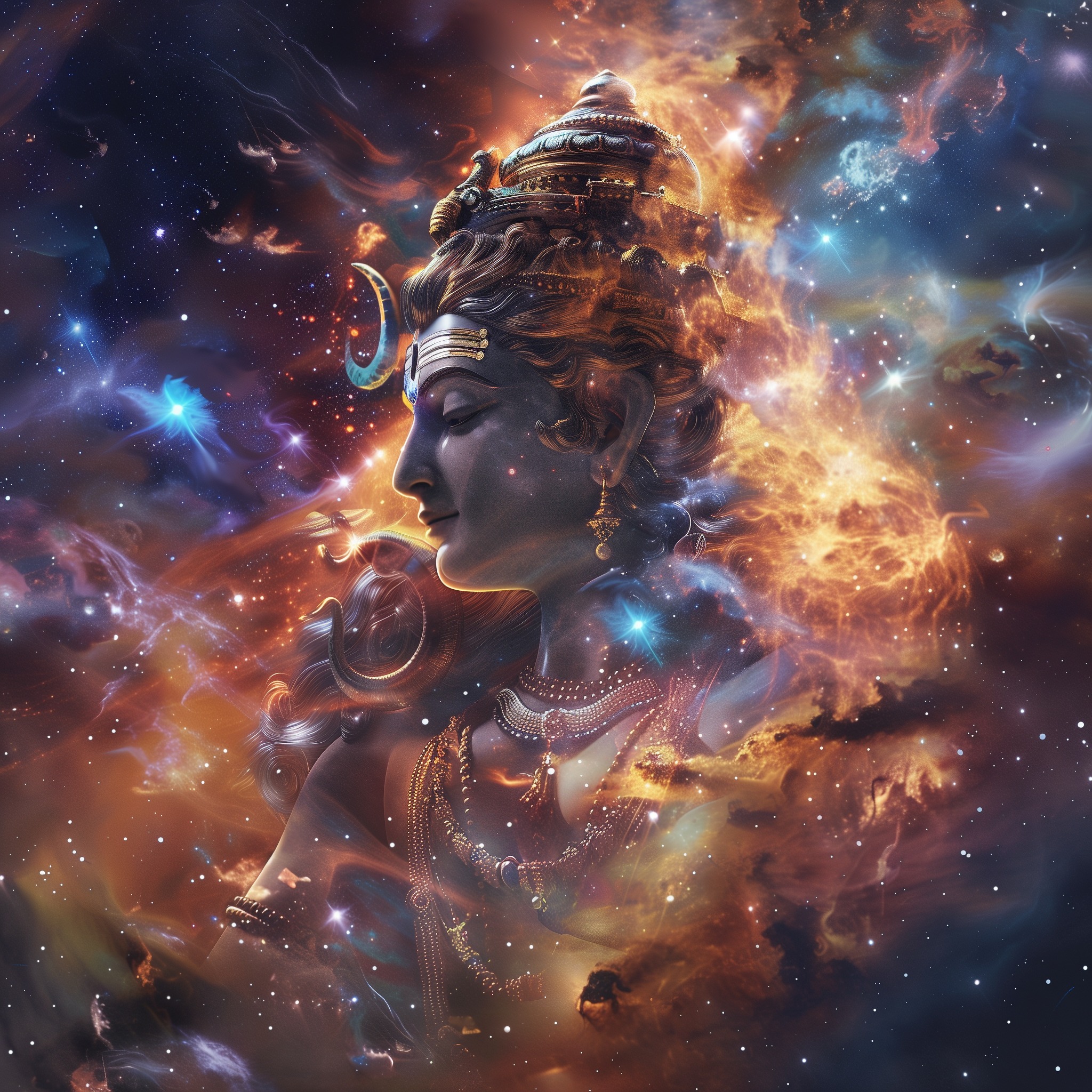 Lord Shiva in Cosmic Dust Clouds and Stars