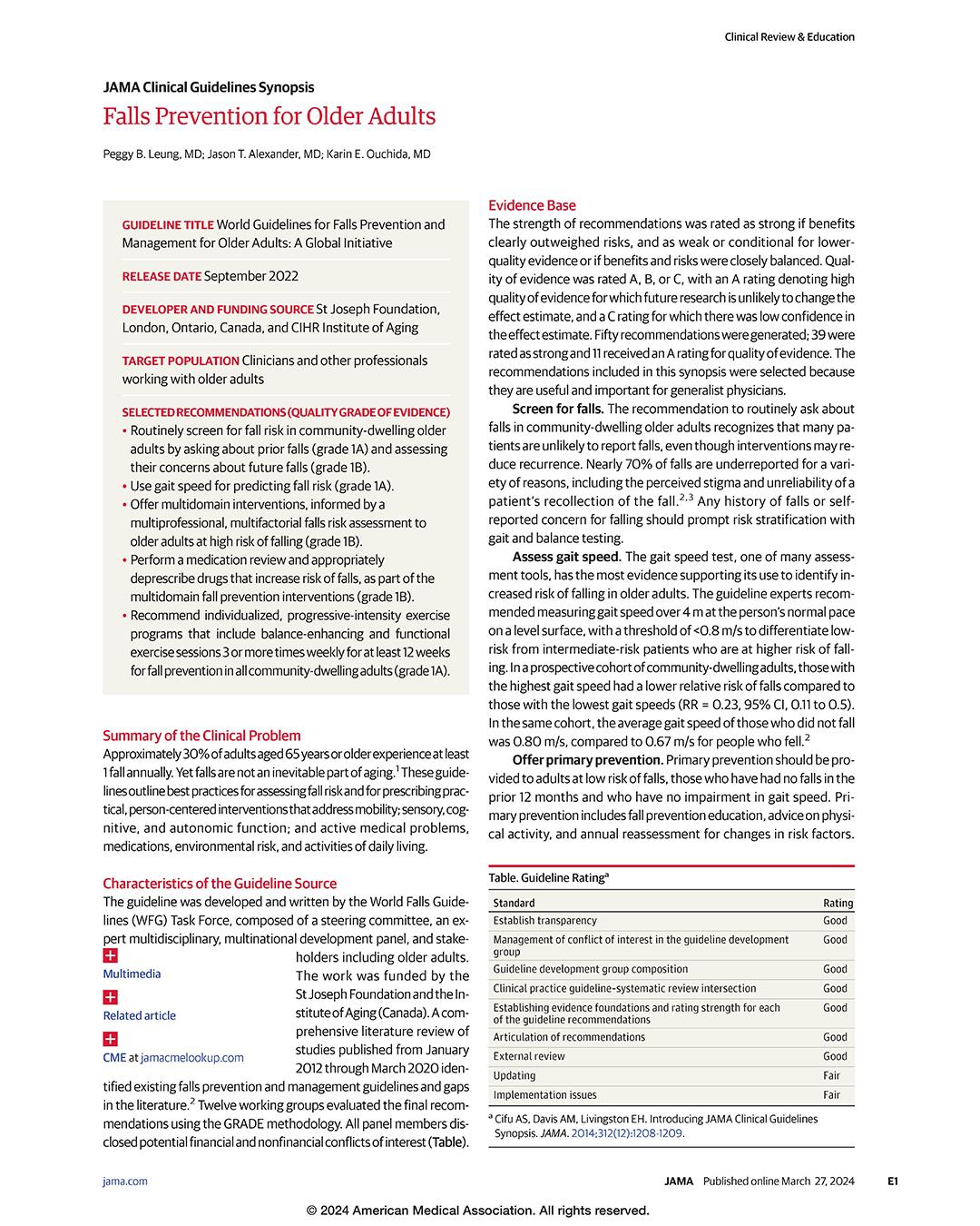 JAMA - Approximately 30% of adults aged 65 years or older experience at ...
