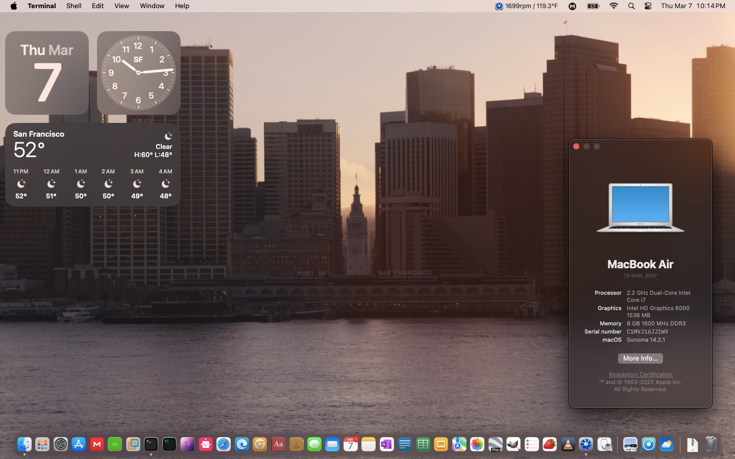 Just upgraded my MacBook Air (2017) to macOS Sonoma (14.2). Apple